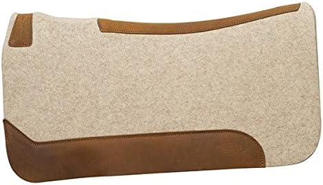 Weaver Equine 33" x 32" Contoured Wool Blend Felt Horse Saddle Pad, Shock Absorbing Western Saddle Pad for Protection, Durable Equine Supplies, Tan
