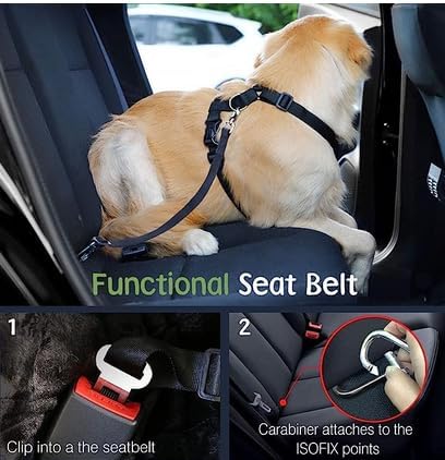 Dog Seat Belt, Safety Vest Dog Car Harness with Adjustable Buckle Dog Seat Belt for Vehicle Nylon Pet Safety Seat Belts Heavy Duty(XL, Lake Blue)