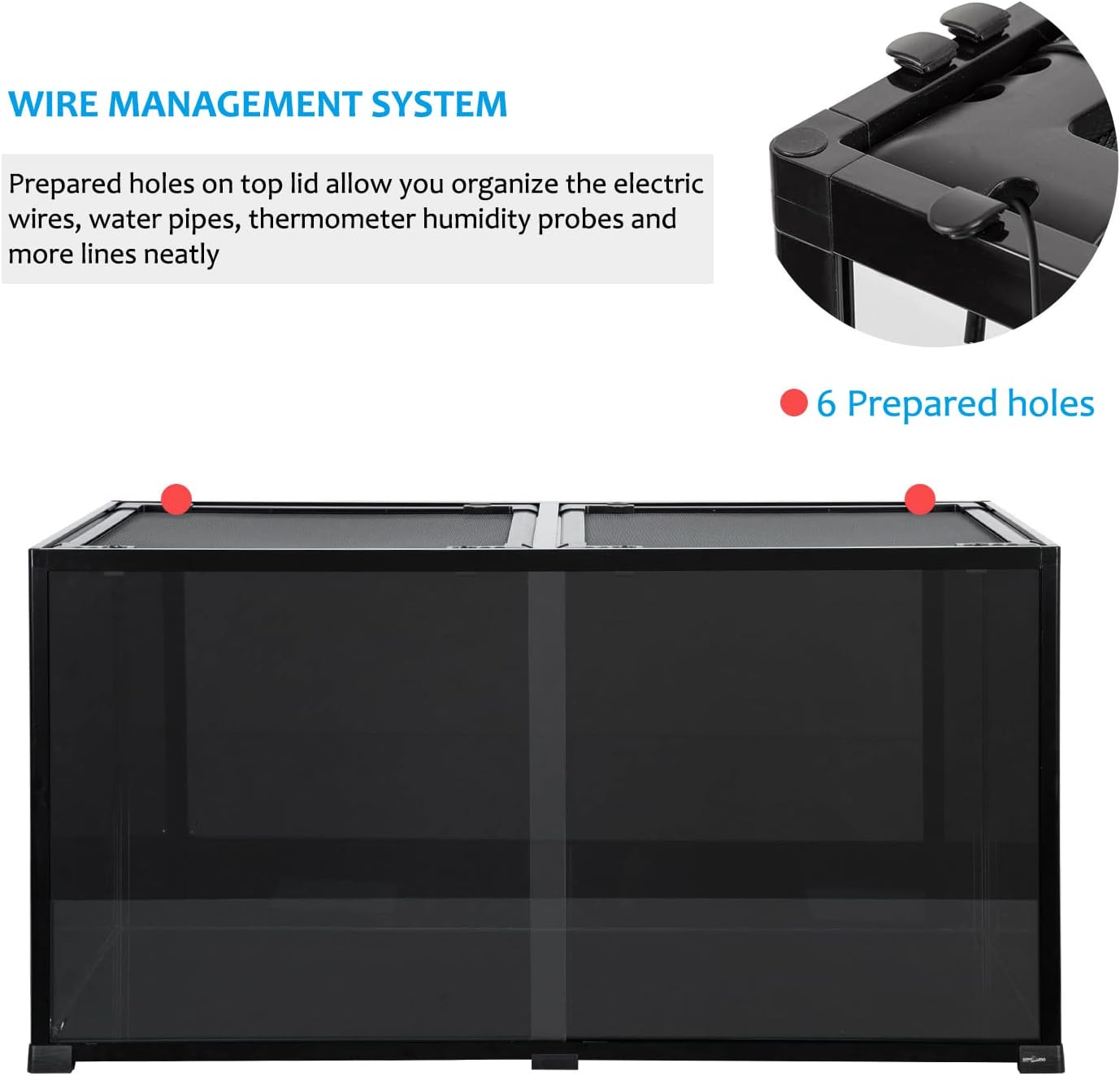 REPTIZOO Large 120 Gallon Reptile Terrarium, Reptile Tank 48" x 24" x 24" Black-Tinted Eco-Terrarium