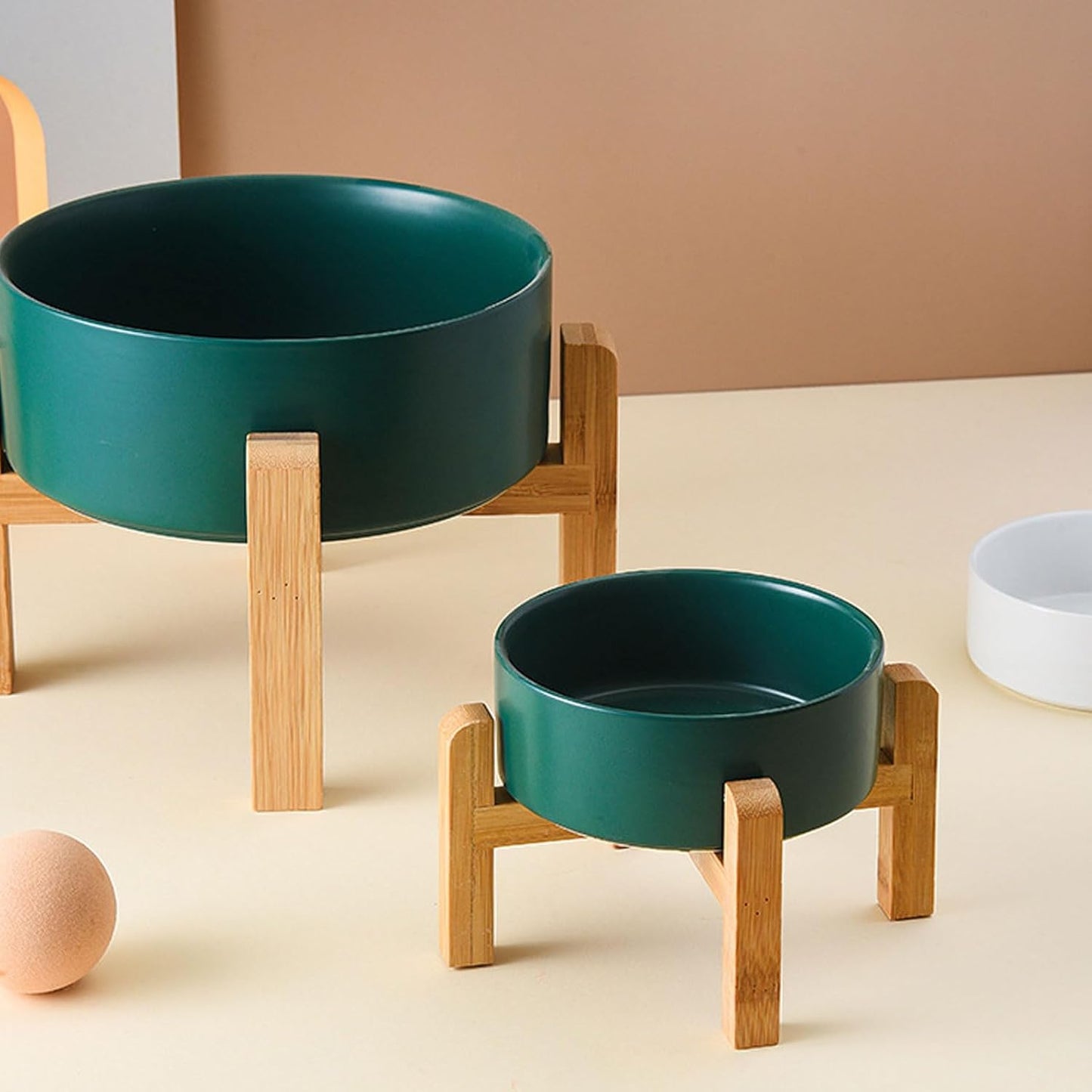 Petygooing Green Elevated/Raised Ceramic Dog Bowl for Small Breeds, Dog Food Water Dish with Stand,Pet Feeding Bowl with Anti Slip Rubber for Cats and Small Dogs Puppy 13.5 OZ (5.1In / 1.7 Cups)