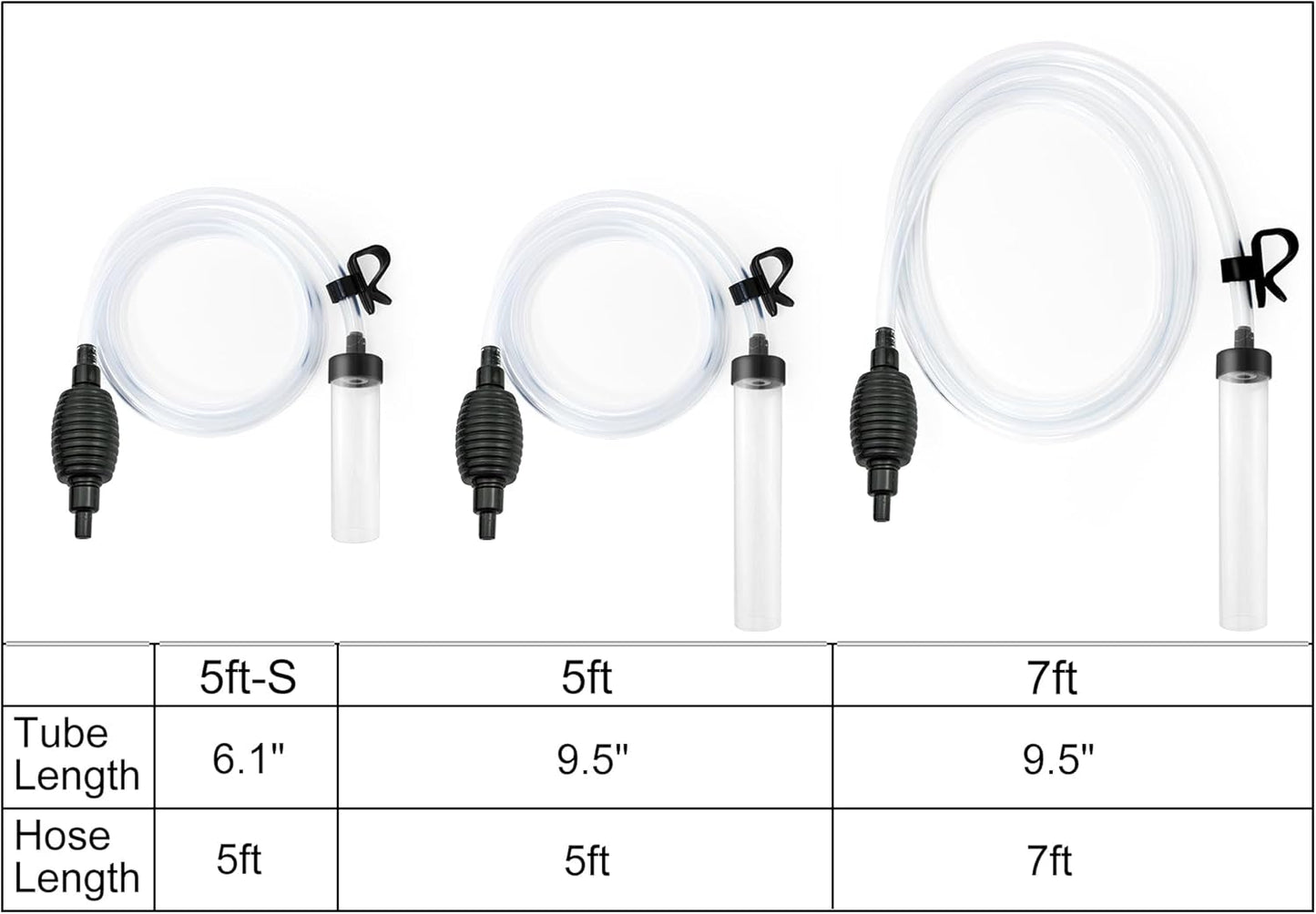 5ft Aquarium Siphon Vacuum Cleaner for Fish Tank Cleaning Gravel & Sand