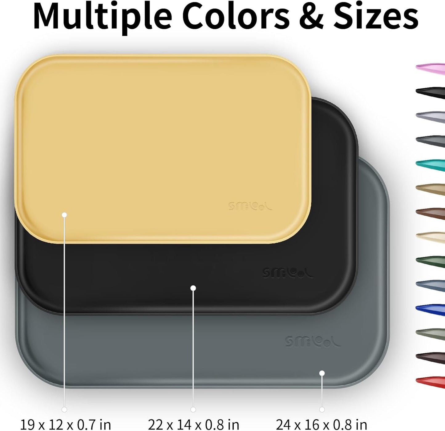 Silicone Pet Feeding Mat with Raised Edge for Food and Water, Dog Bowl Mats, Cat Bowls Placemat with High Lip for Floor Waterproof, Rubber Tray for Cats and Dogs 22 x 14 x0.8 Pink