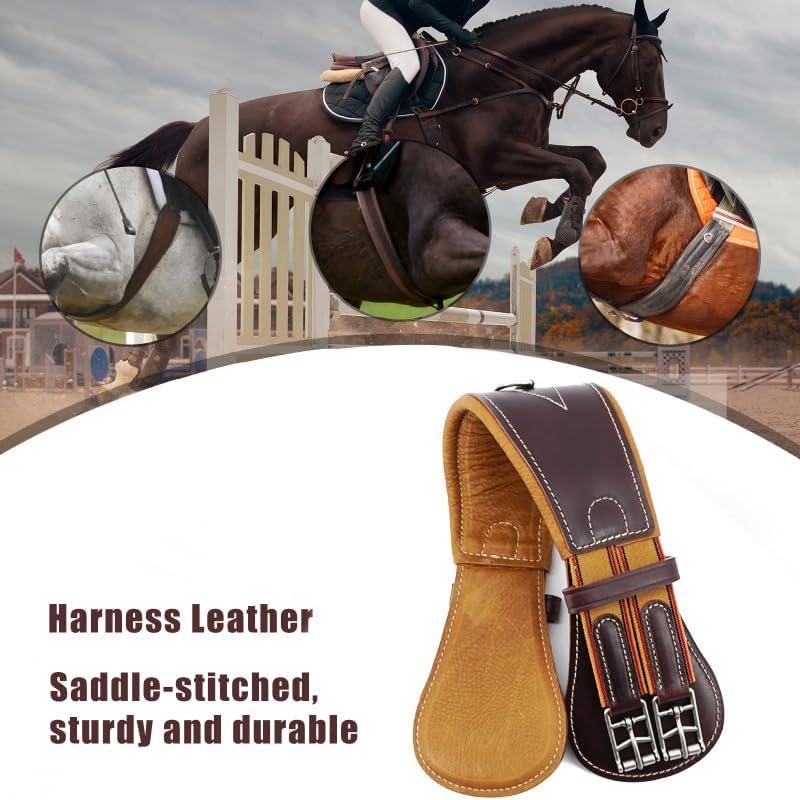 Jeereal English Dressage Girths,Breathable Horse Girth for English Saddle,Premium Equestrean Gear,Made Genuine Leather