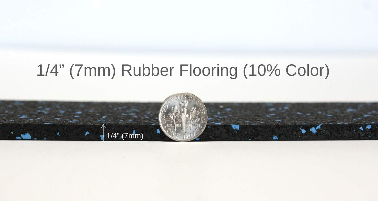 American Floor Mats 1/4in (7mm) Thick 10% Blue 4' x 19' Heavy Duty Rubber Rolls, Protective Exercise Mats, Home Gym Rubber Flooring