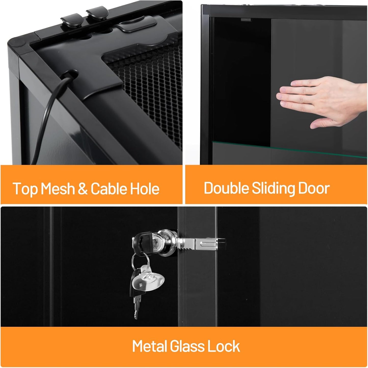 REPTI ZOO 50 Gallon Reptile Tank, 36" X 18" X 18" Reptile Terrarium, Black-Tinted ECO Glass Enclosure with Sliding Door & Mesh Top, Secure & Low-Stress Habitat for Bearded Dragon, Gecko, Snake, Lizard