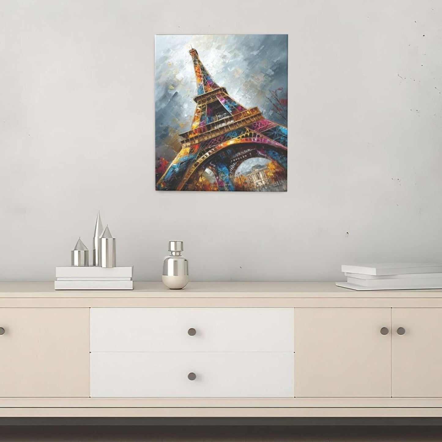 Paris Eiffel Tower Wall Art Paris Architecture Canvas Wall Decor Europe City Eiffel Tower Pictures Painting Print Artwork Framed Decorations Gifts for Living Room Bedroom Office 20"x24"