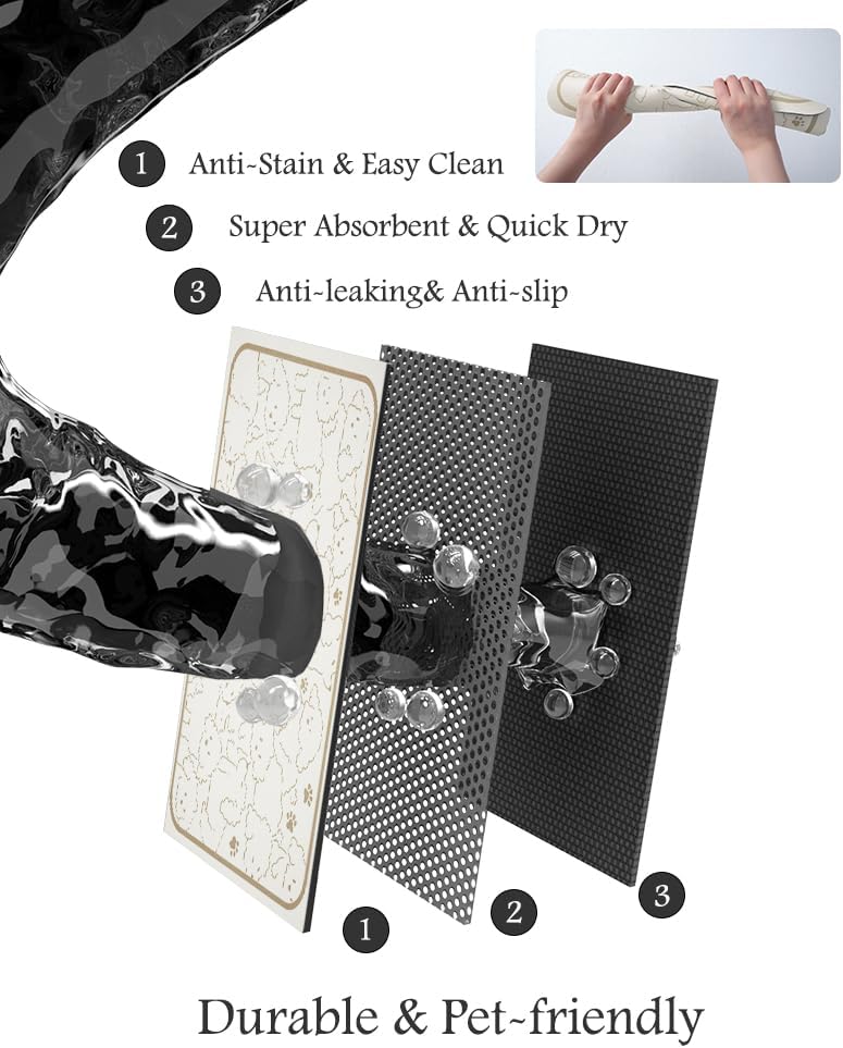 Pet Feeding Mat-Absorbent Dog Mat for Food and Water Bowl-No Stains Quick Dry Water Dispenser Mat-Dog Accessories Pet Supplies-Bowl for Messy Drinkers(FRAMEDOGS,17"x28"
