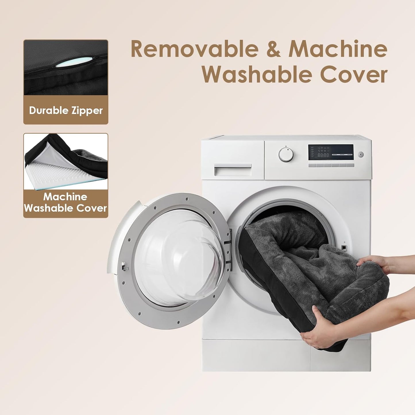 EHEYCIGA Memory Foam Dog Bed for Large Sized, Orthopedic Dog Sofa with Sides and Waterproof Liner, Washable Bolster Pet Bed Couch with Removable Cover, 36x27x7 Inch, Grey/Black