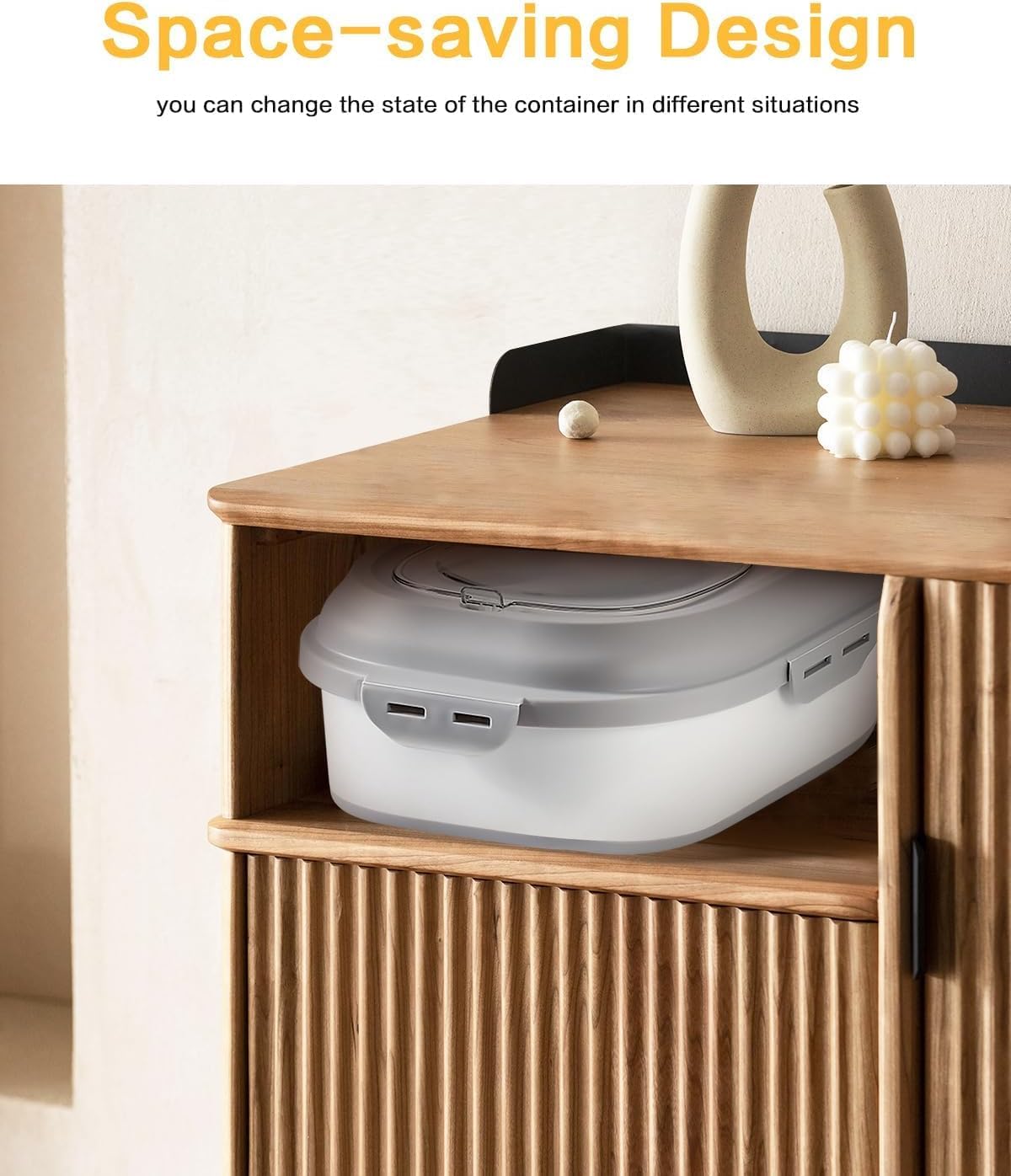 ANVS 2 Pack Dog Food Storage Container - Collapsible Dog Food Container with Airtight Lids, Scoop and 2.5L Small Pet Food Storage Container Dry Food For Dog, Cat and Other Pet Food (Grey, 30lbs)