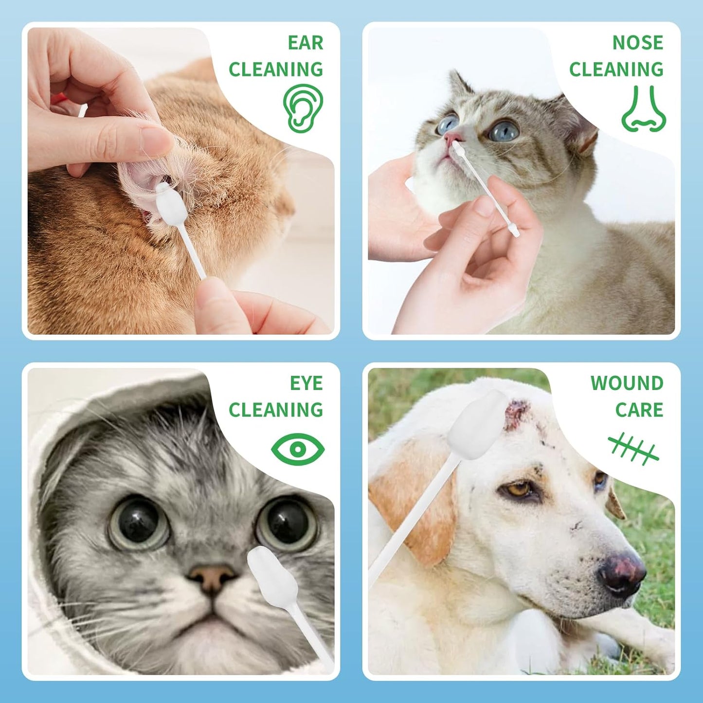 VinTS 100 PCS Cotton Dog Ear Cleaning Swabs, Pet’s Ear Infection Treatment Gourd-Shaped Swabs Prevent Accidental Injuries, Safer Cleaning for Dogs and Cats– Small Size.100% Cotton