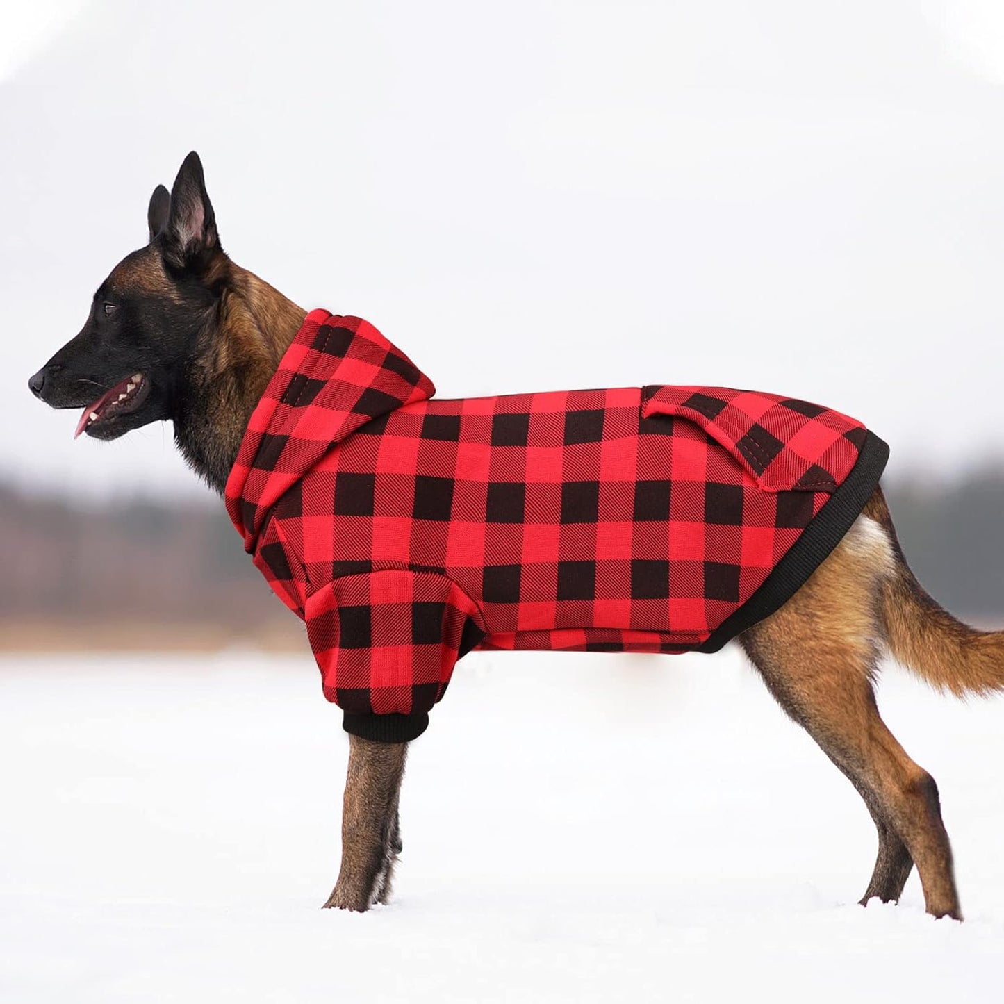 Dog Hoodie Sweater Red Buffalo Plaid Pet Clothes Warm and Soft Breathable Cozy Pet Hoodies for Large Dogs Dog Sweaters for Extra Large Dogs with Pocket(XXL)