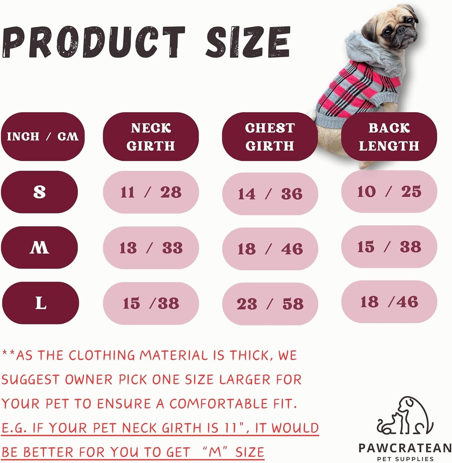 Cute Sweater for Dogs and Cats Soft Flannel Pet Outfit Warm and Cozy Animal Hoodie Small to Large Pet Clothes for Halloween Parties and Everyday Wear (Small, Pink Checkered with Hat)