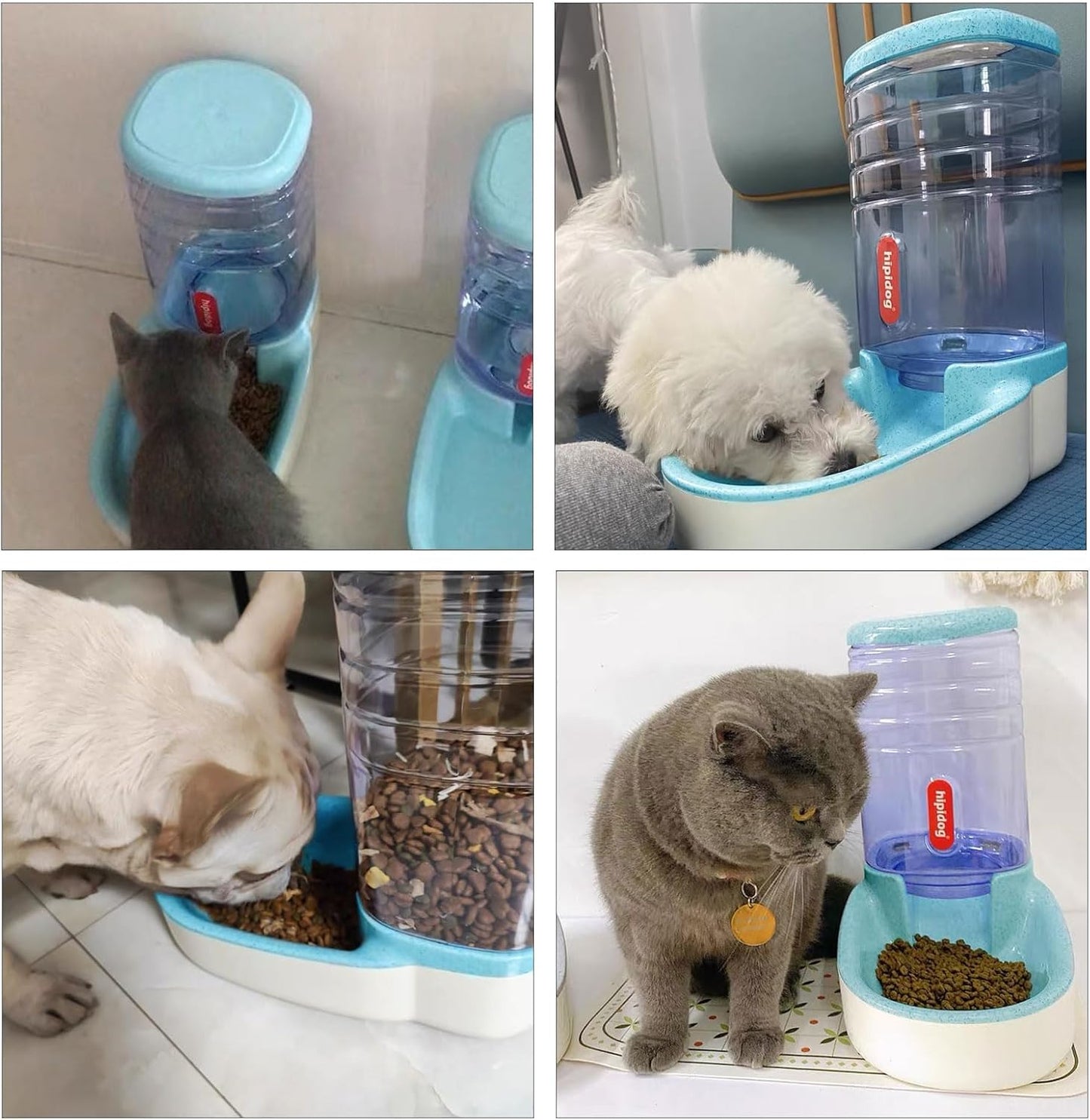 kathson Automatic Cat Feeder 1 Gallon Gravity Dog Food Dispenser Large Capacity Self Feeding Pet Food Bowl for Puppy Kitten Rabbit Blue