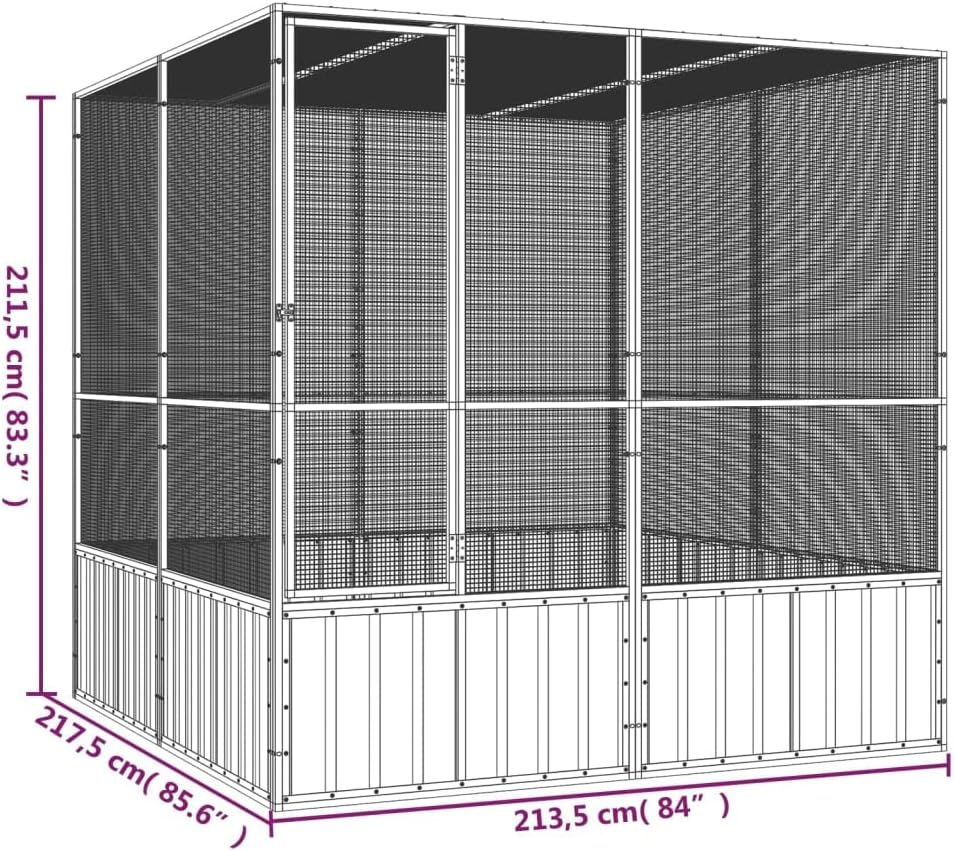 Steel Bird Cage, Large Flight King Bird Cage for Cockatiels African Grey Quaker Amazon Sun Parakeets Green Cheek Conures Pigeons Parrot Bird Cage Birdcage, Anthracite 84.1"x85.6"x83.3"