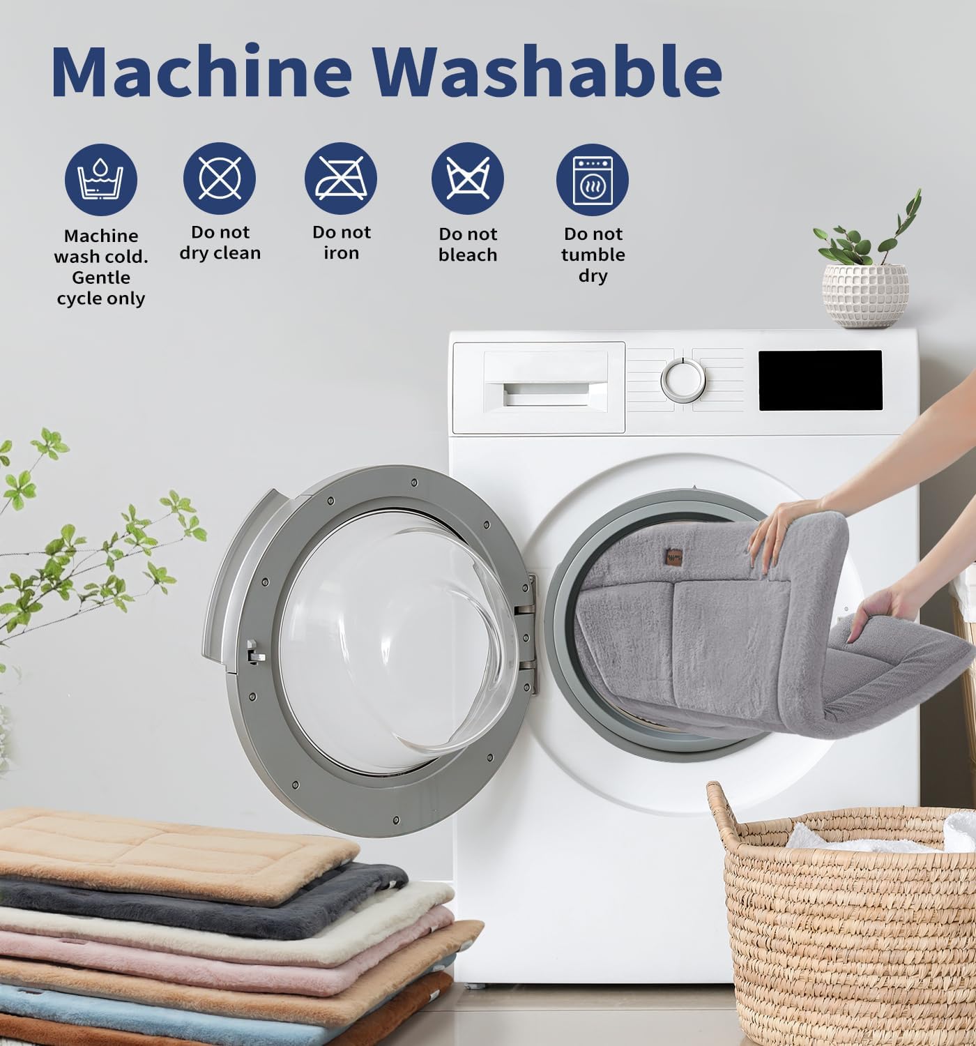 MADE 4 PETS Dog Crate Pad Bed for Medium Large Dogs, Washable & Reversible, Anti-Slip Kennel Mat for Cozy Sleeping, Soft Fluffy Dog Bed for Indoor & Outdoor Use, 35"x23", Gray