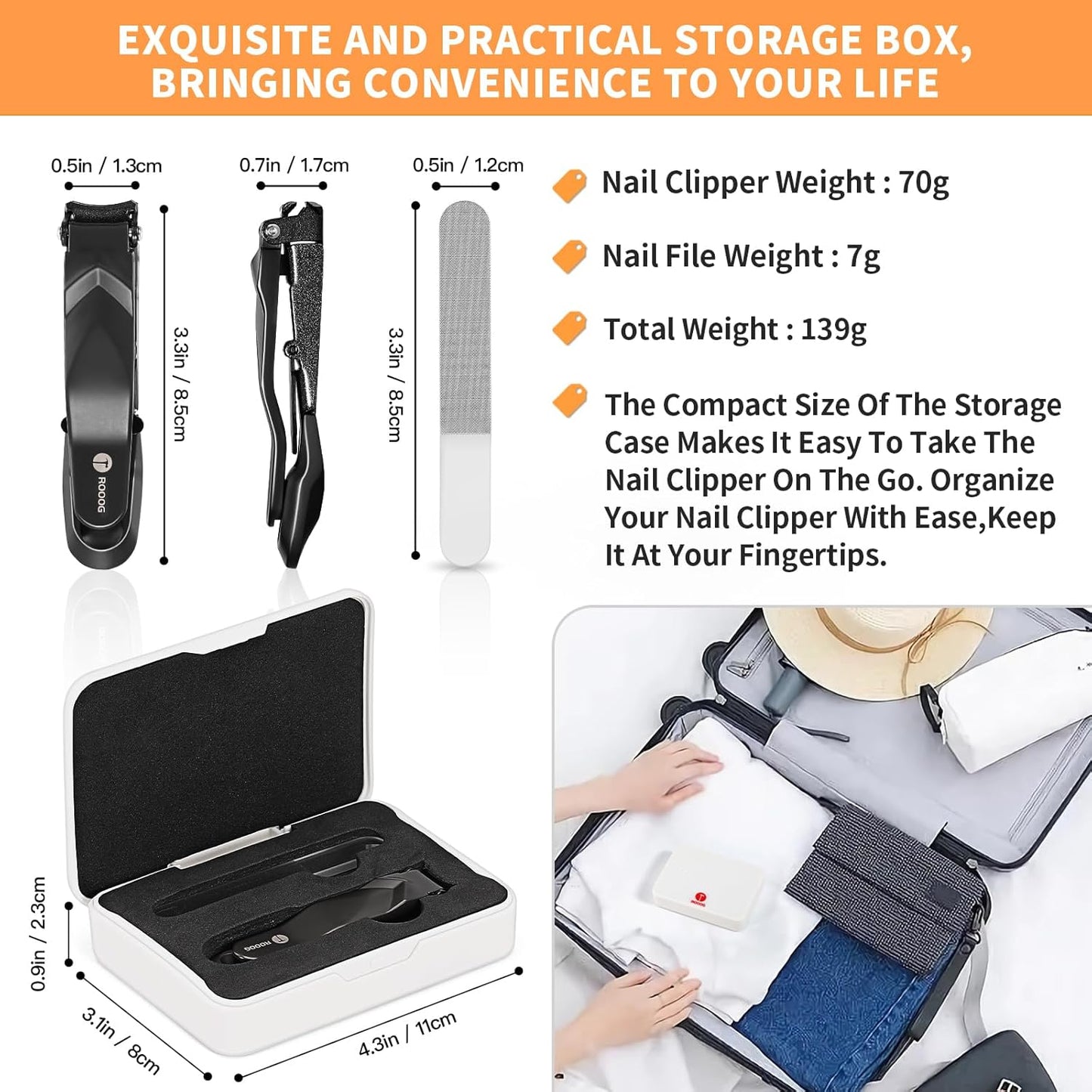 Nail Clippers for Men Women with Catcher,No Splash Ultra Sharp Professional Heavy Duty Nail Clipper,Adult Sturdy Fingernail Clipper & Toenail Clipper with Nano Nail File for Travel,Gifts