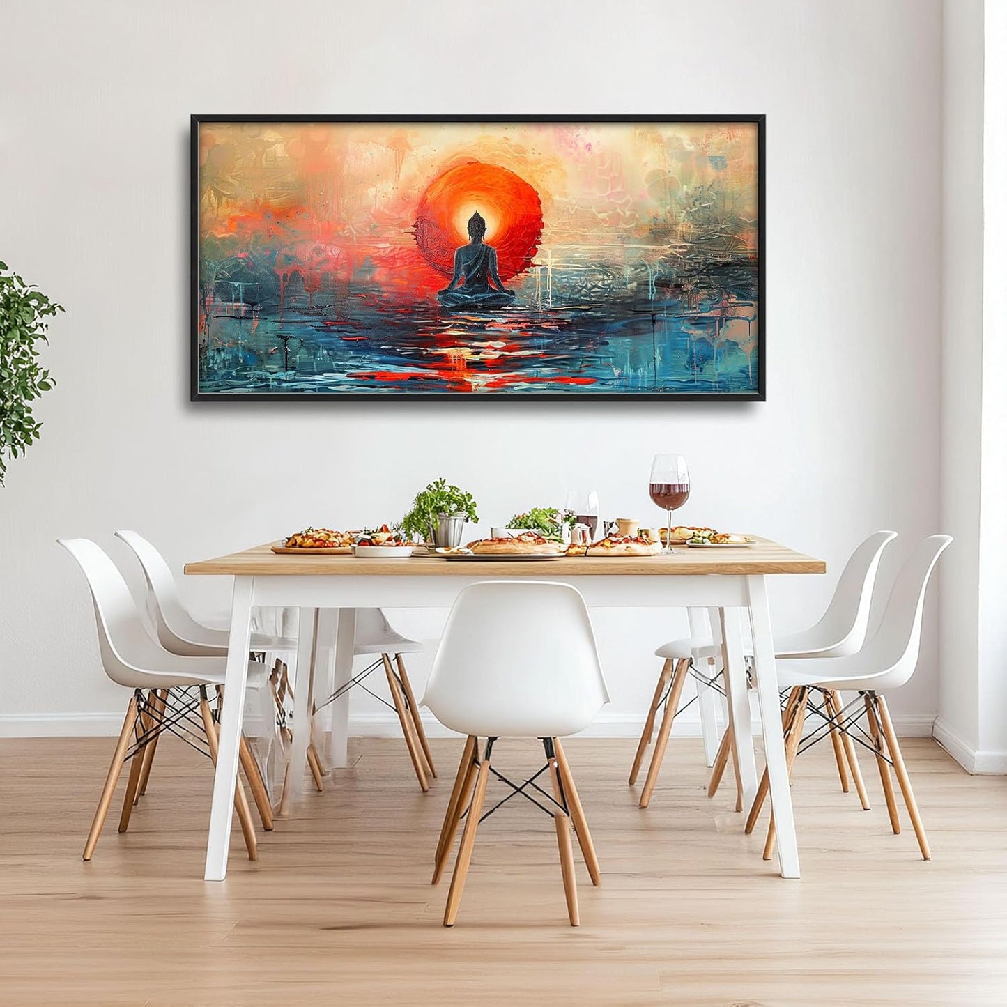 Quorin Buddha Large Wall Art Abstract Zen Pictures Spiritual Meditation Wall Decor Yoga Spa Canvas Print Painting Artwork for Bathroom Living Room Bedroom 60L x 30W