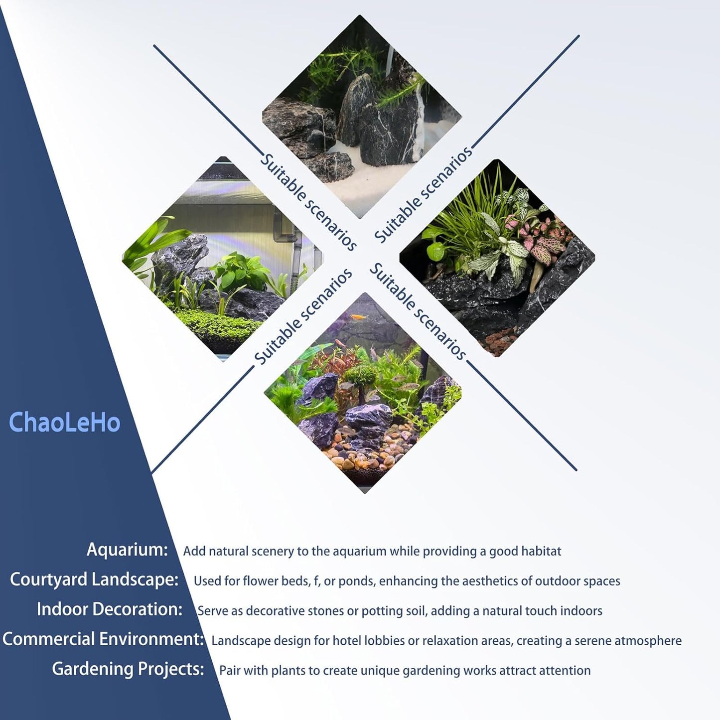 Seiryu Stone Natural Stone Rocks Fish Tank Decor Rocks for Aquariums Landscaping Model Tank Decoration Aquarium Miniature -20Lb (2-8 inch)