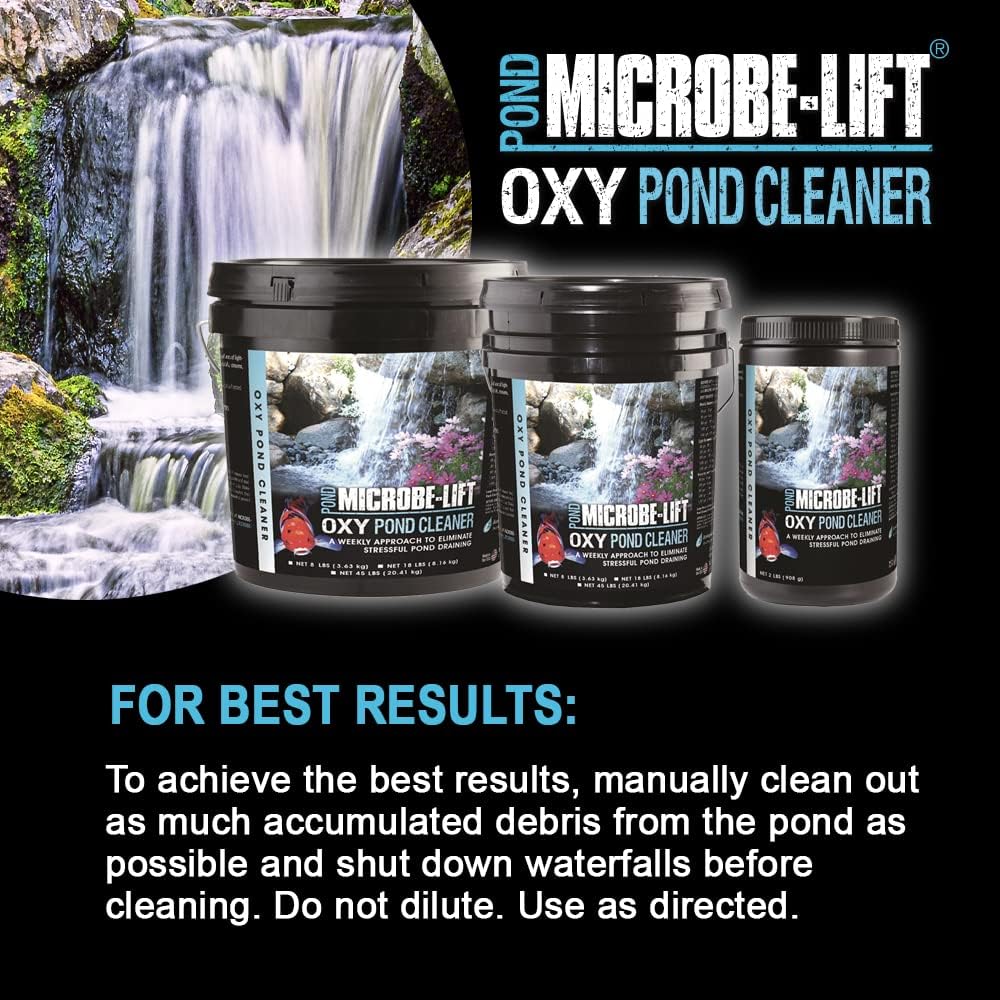 MICROBE-LIFT OPCMD Oxy Pond Cleaner Treatment for Ponds, Fountains, and Water Gardens, Deep Cleans Light to Heavy Debris on Rocks, Waterfalls, and Planters, 8 Pounds