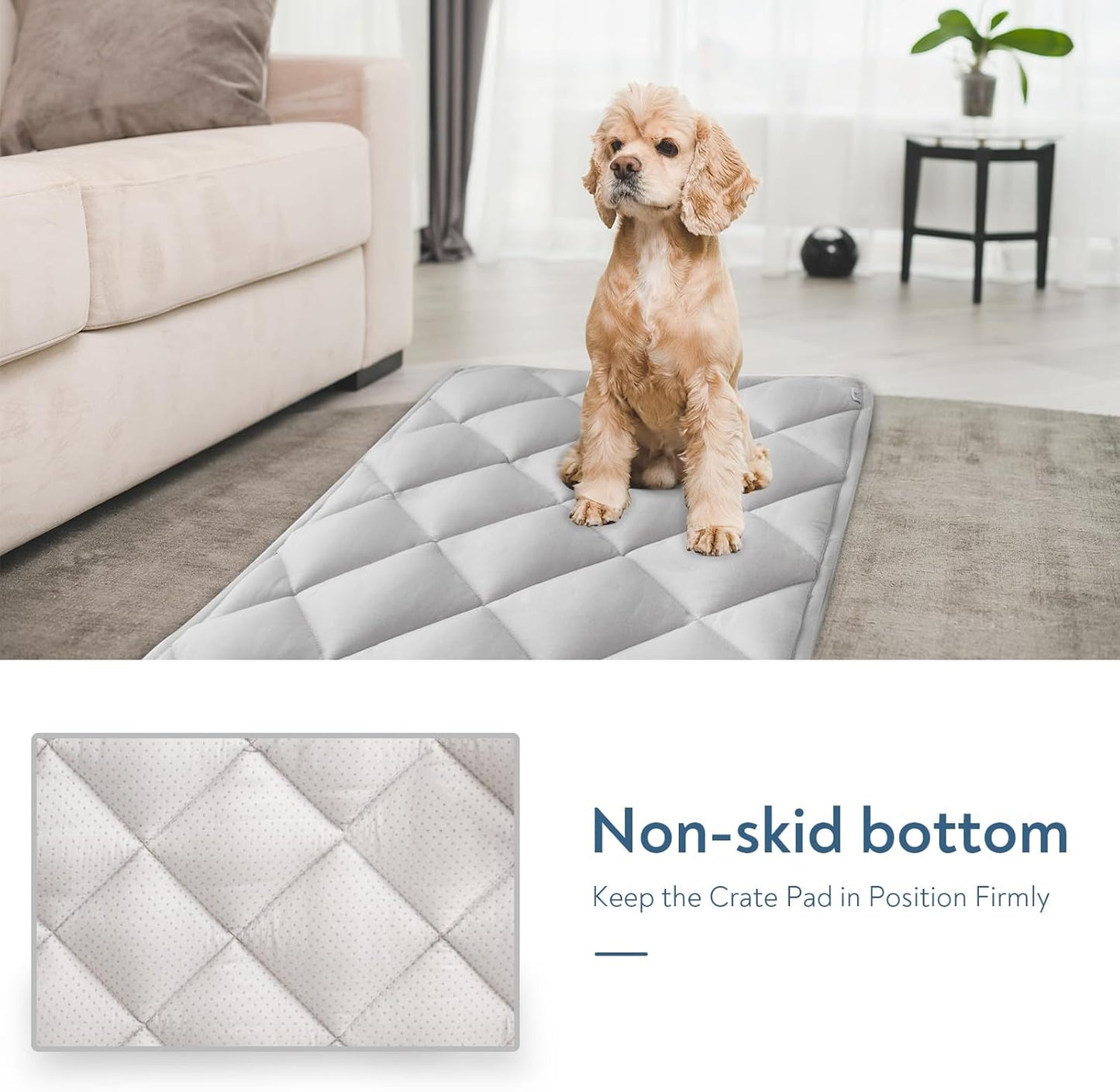 Magik & Kover Dog Crate Pad 2 Pack (30" x 19"), Soft Dog Crate Mat with Anti-Slip Bottom, Machine Washable Kennel Pad, Fits 30 Inch, Grey