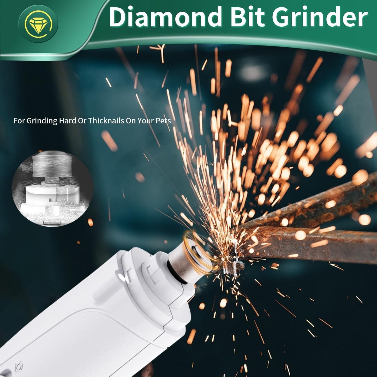 Dog Nail Clippers & Cat Nail Clipper With Catcher, 2 In 1 Dog Nail Trimmers & Grinder With Light for Large Small Dogs Cats,Silent Groom Pro Claw Trimmer, Rechargeable Dogs Nails Grinder Quiet