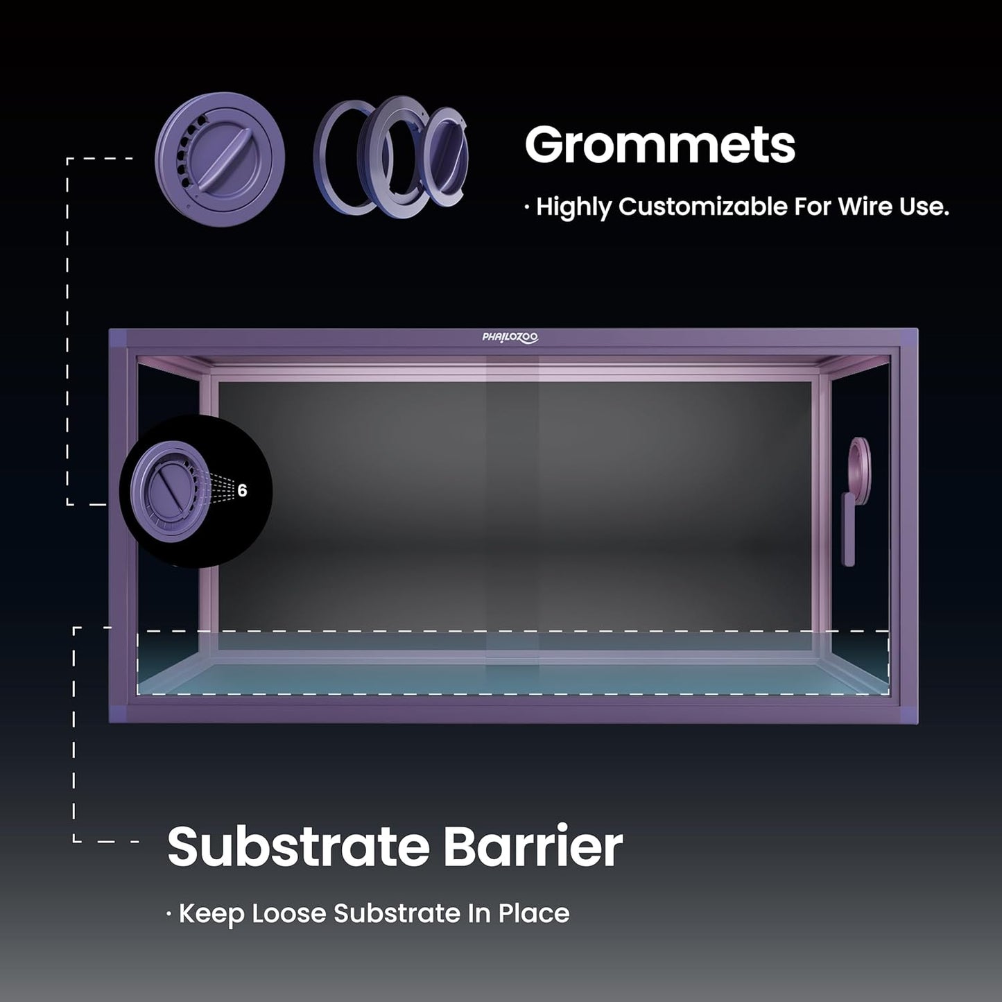 50 Gallon Bearded Dragon Tank, Reptile Enclosure for Easy Maintenance, Front Opening Reptile Tank with Top Screen Ventilation & Glass Sliding Door 36''x18''x18''