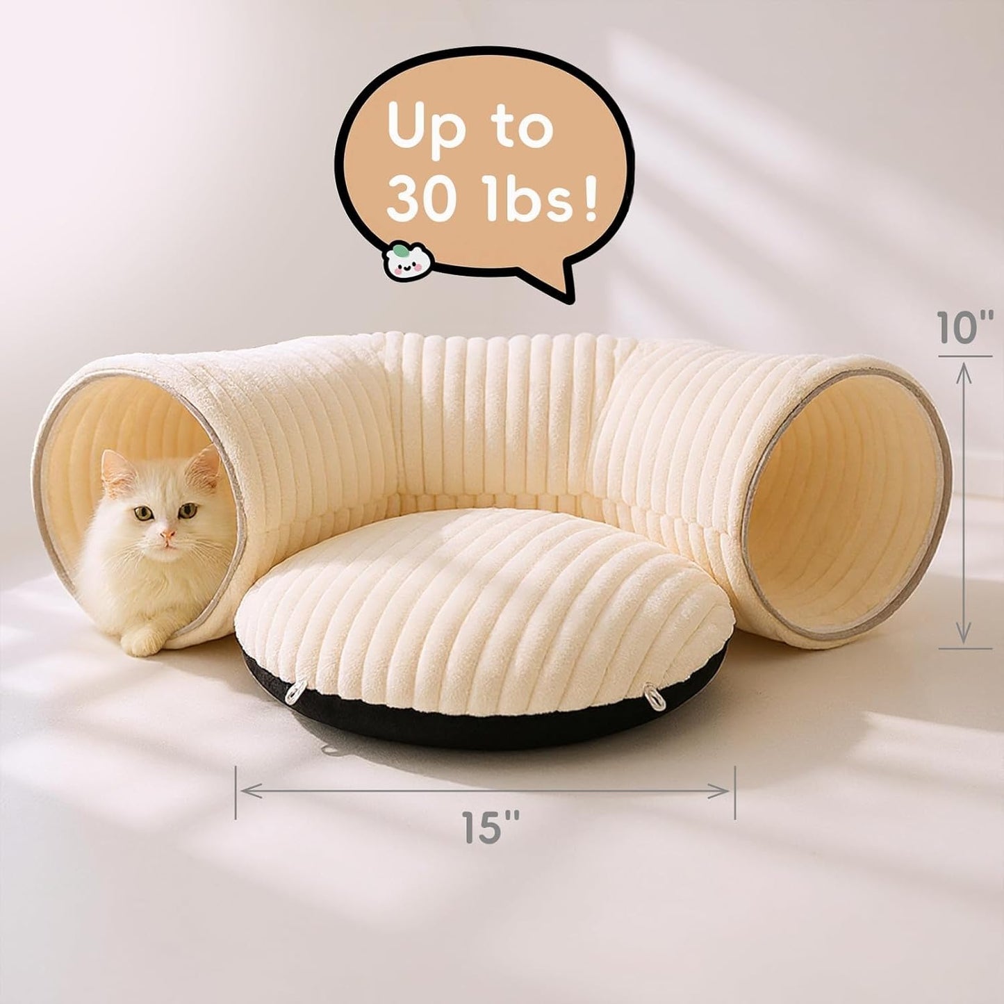 Cat Tunnel Bed with 40 Cat Toys, Collapsible Play Tunnel for Indoor Cats, Cat Tube for Kitten Puppy