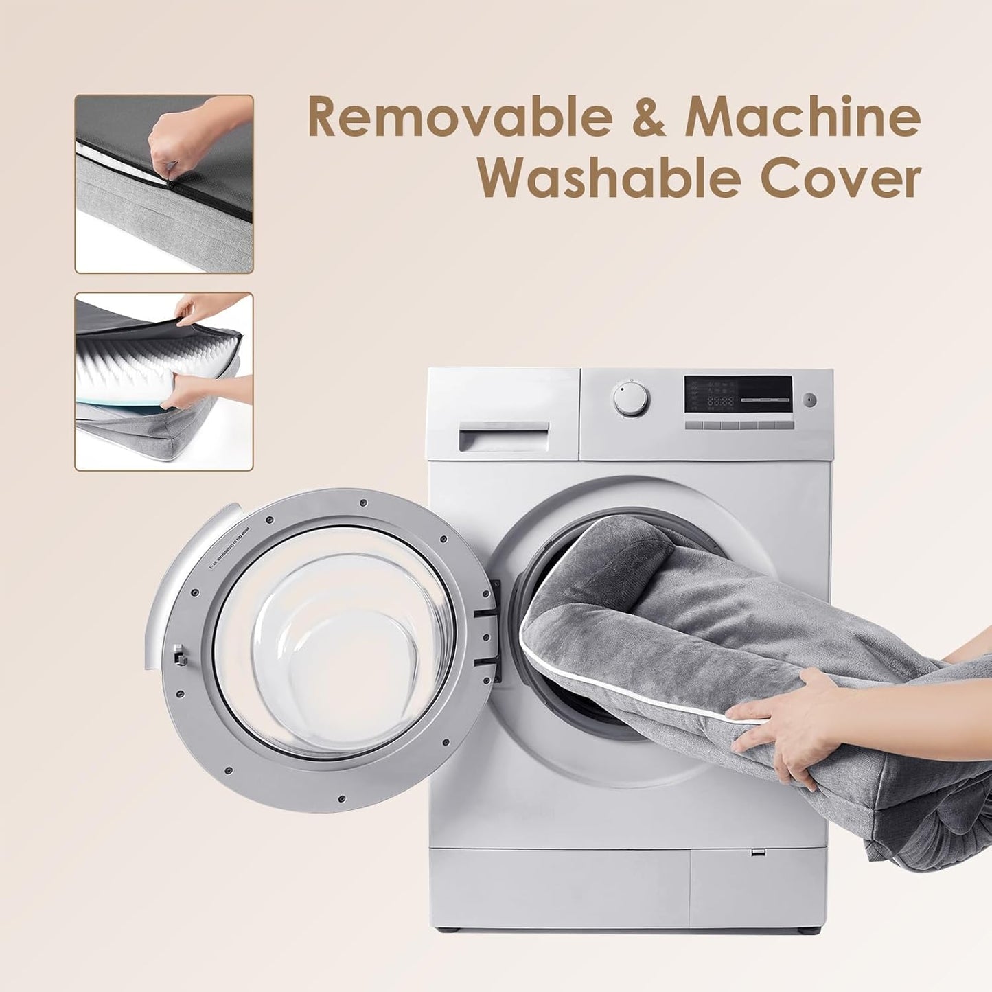 EHEYCIGA Orthopedic Dog Bed for Small Dogs, Waterproof Memory Foam Small Pet Beds with Sides, Non-Slip Bottom and Egg-Crate Foam Medium Dog Couch Bed with Washable Removable Cover, Grey