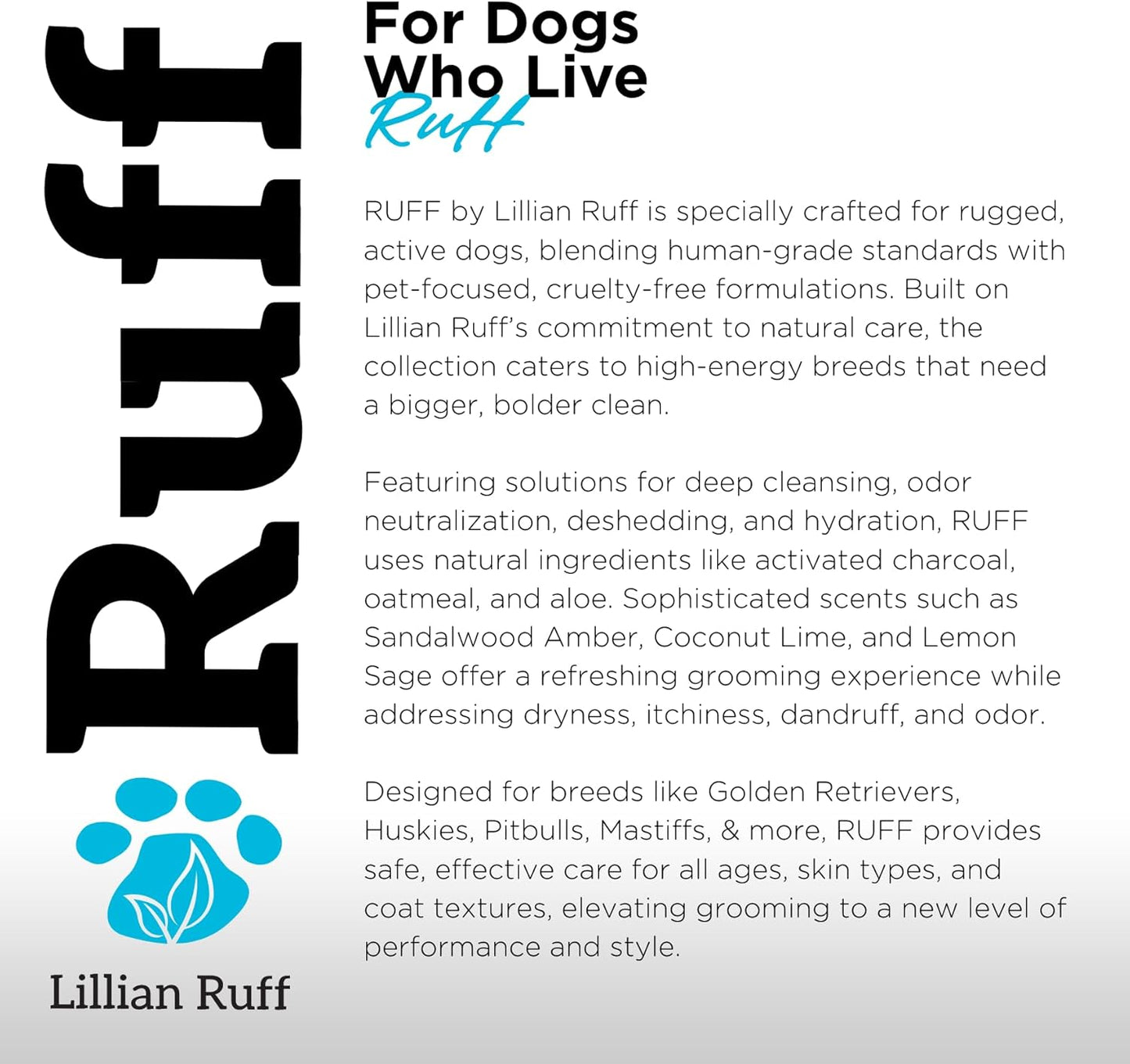 Ruff by Lillian Ruff Sandalwood Coconut Oatmeal Conditioner for Dogs – Moisturize & Soothe Dry Itchy Skin, Promote Healthy Coat, Tear-Free, Sulfate-Free, Paraben-Free, Made in USA (Gallon)