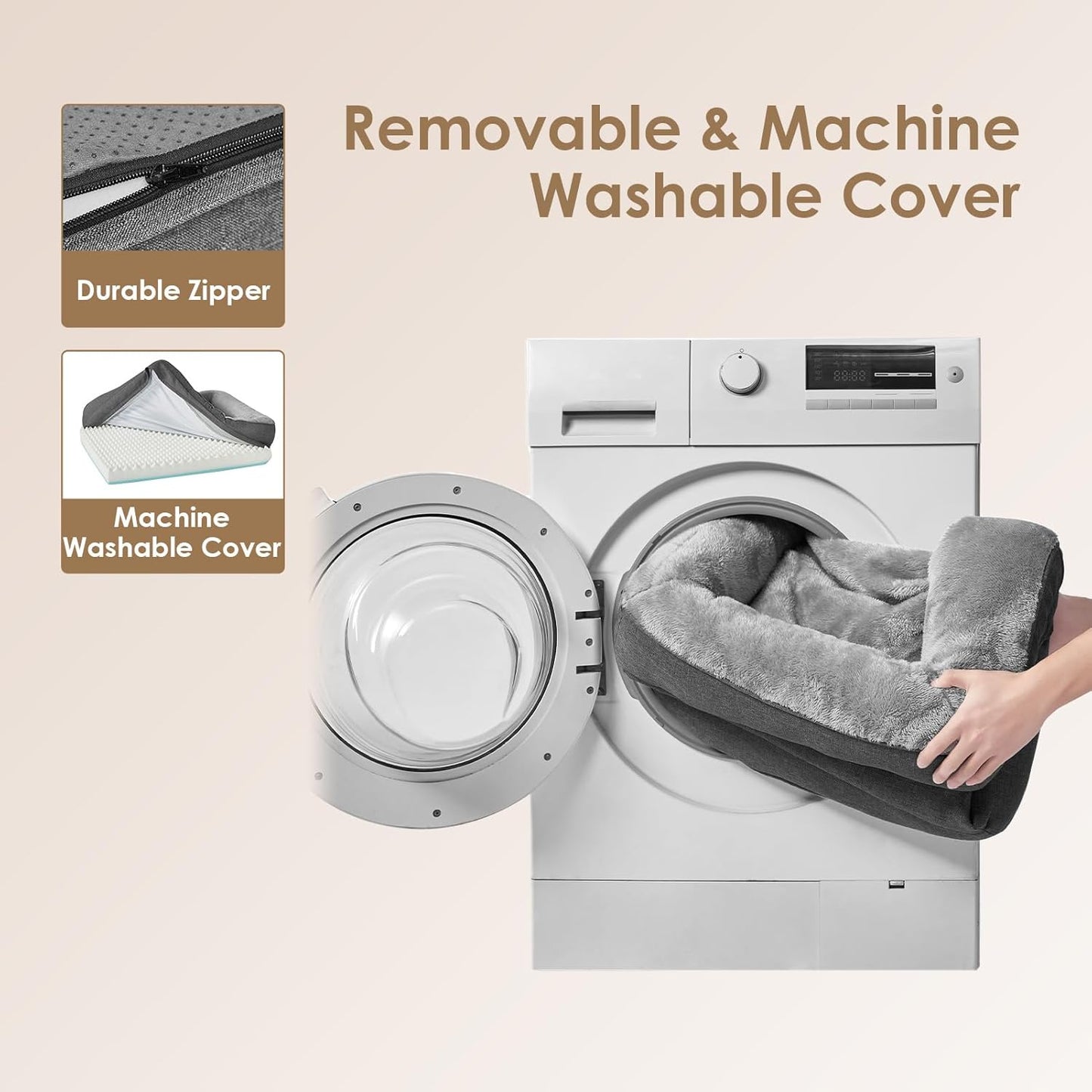 EHEYCIGA Memory Foam Dog Bed for Medium Size, Orthopedic Dog Sofa with Sides and Waterproof Liner, Washable Bolster Pet Bed Couch with Removable Cover, 30x20x6.5 Inch, Grey