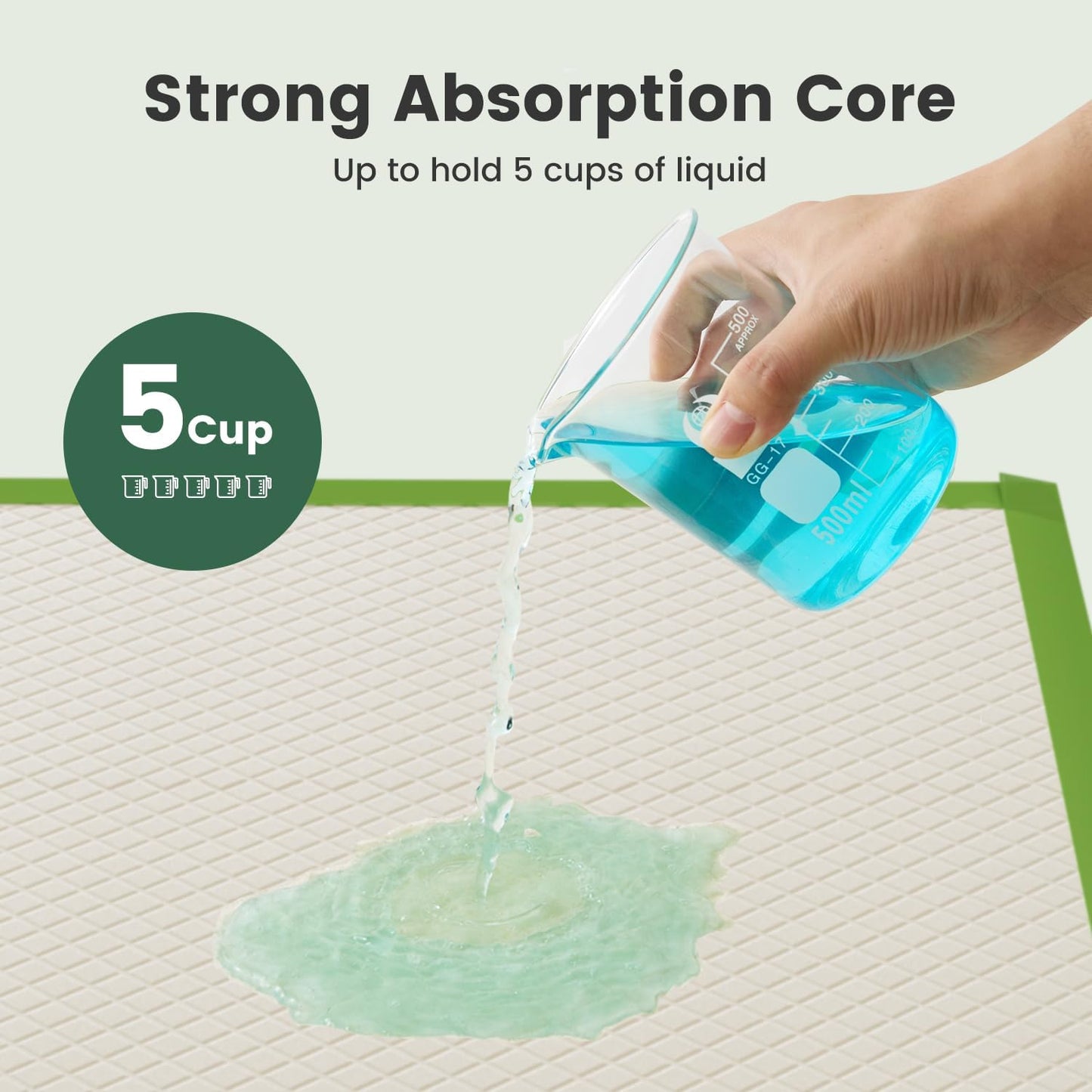 Dog Pee Pads Rugular 22"x22", Thicker ECO Green Small Disposable Puppy Training Pads Super Absorbent Full Edge-Wrapping Pad for Dogs, Puppies, Doggies, Cats-(100 Count)