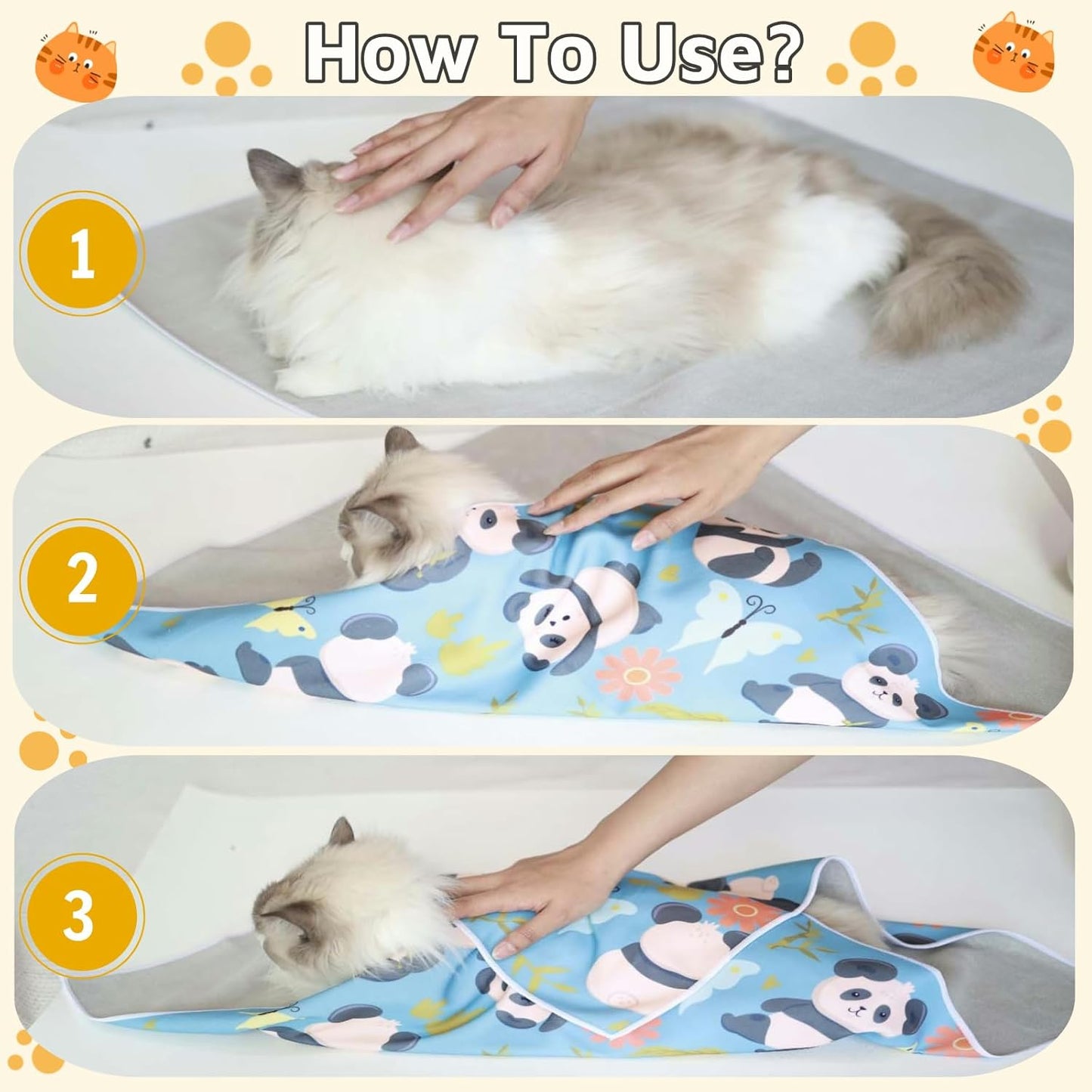 Cat Wrap for Grooming-Premium Cat Grooming Wrap Cat Restraint for Nail Clipping, Self-Adherent Soft Cat Blanket to Wrap Cat Anti-Scratch Anti-Escape Grooming Bag (Blue, XL(Within 17lbs))