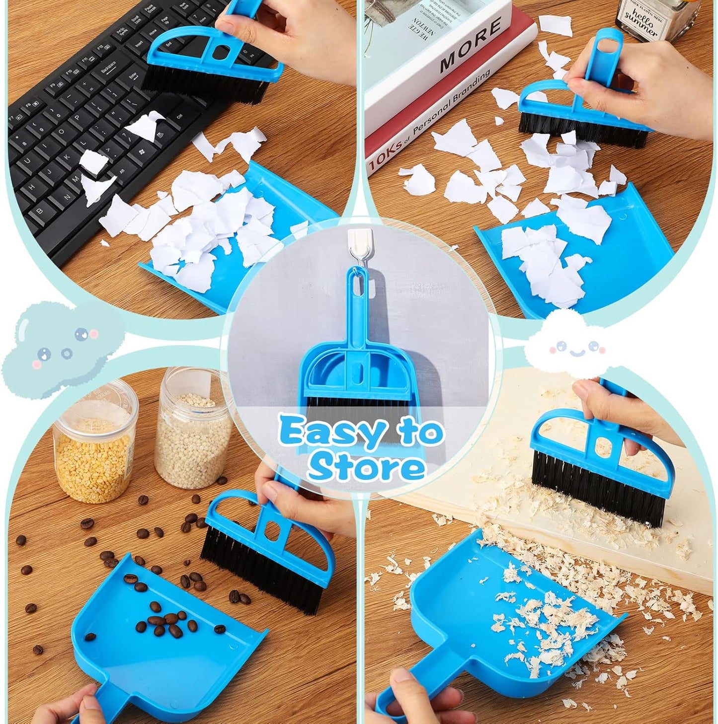 Yulejo 6 Pieces Guinea Pig Bed Mats with Cleaning Dustpan Brush Washable Plush Cage Lines Soft Fleece Sleeping Bedding Pads for Hamster Bunny Chinchilla Squirrel Small Animals (Cute Color, Star)