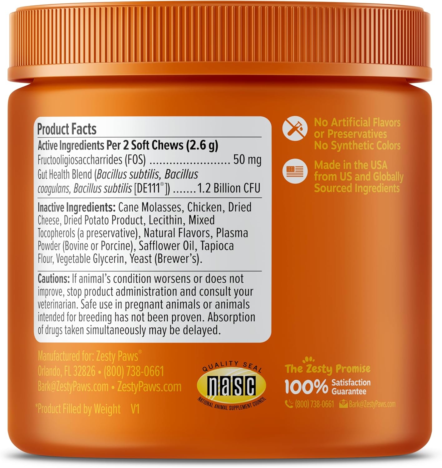 Zesty Paws Probiotic Bites for Cats - Gut Flora & Immune System Support - Cat Supplement with DE111 Bacillus subtilis - Pet Soft Chews with Probiotics & Prebiotics for Digestive Health - 60 Count