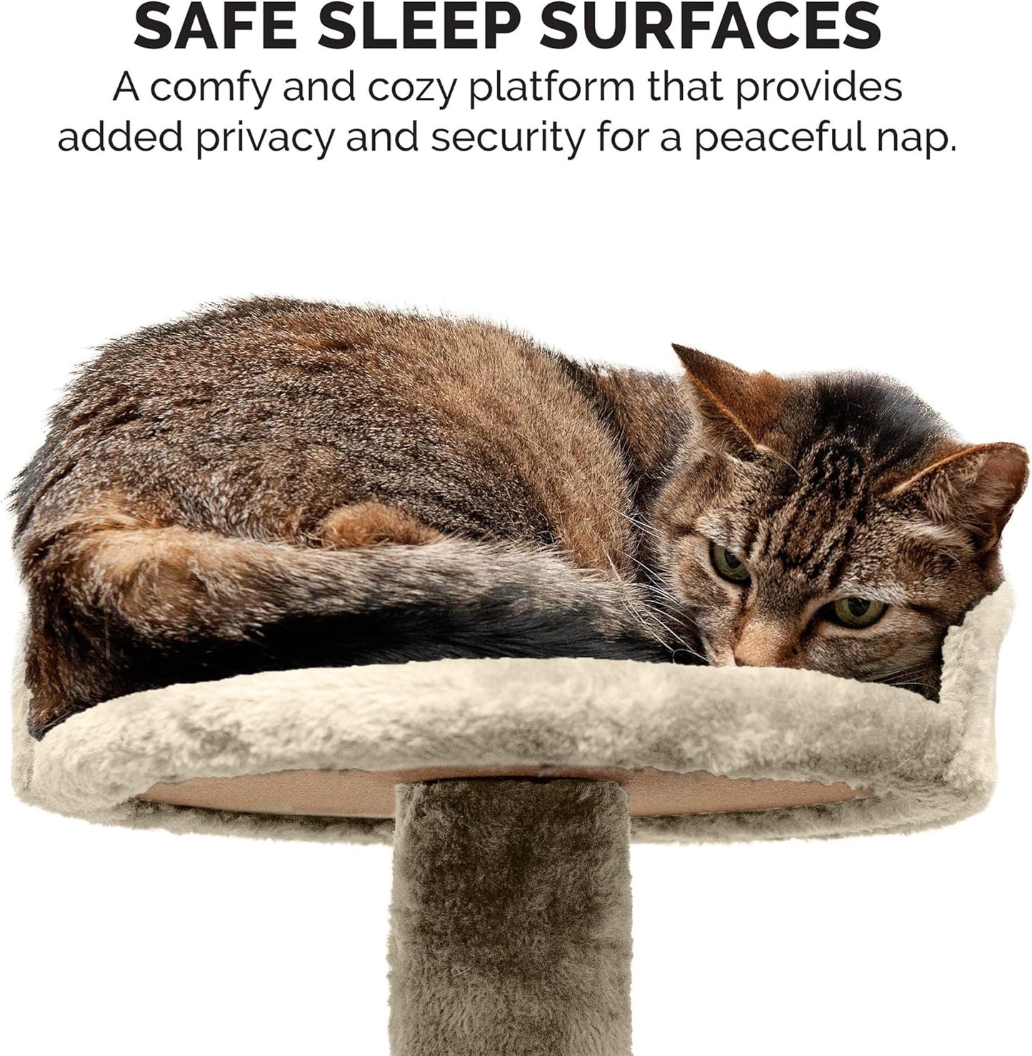 Furhaven 49.5" Tall Cat Tree for Indoor Cats, Ft. Sisal Scratching Posts, Plush Ball Toy, & Busy Box Toy - Tiger Tough Play Stairs Interactive Playground Tower - Cream, One Size