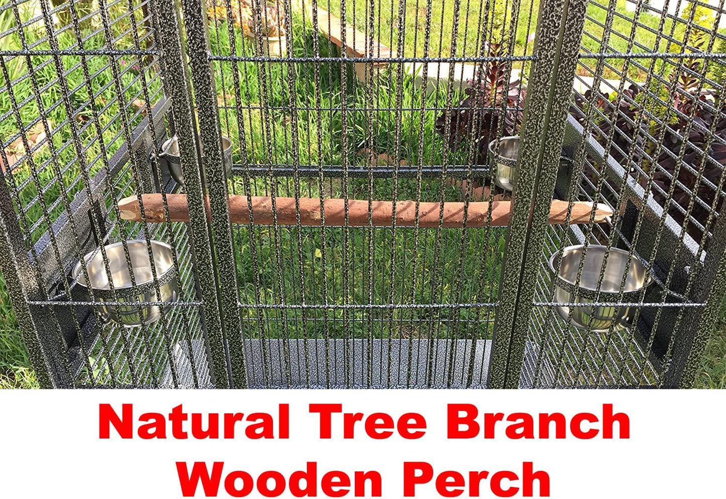 Extra Large 28" x 22" x 65"H Double Ladders Open Play Top Wrought Iron Bird Parrot Parttot Finch Macaw Cockatoo Cage, Include Seed Guard and Toy Hook