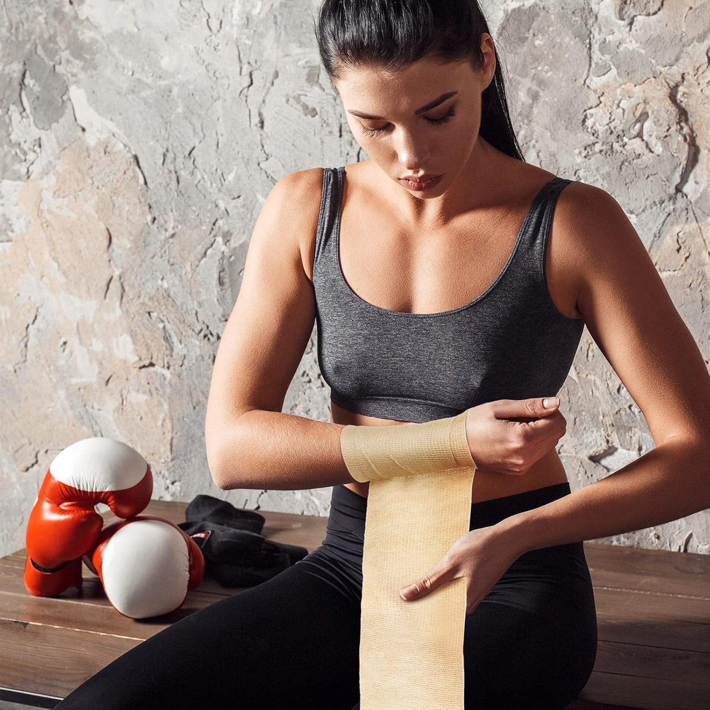 Treela 36 Pcs Self Adherent Bandage 4" X 5 Yard Wrap Breathable Cohesive Bandage Elastic Adhesive Tape for Stretch Athletic Sports Wrist Ankle(Nude)