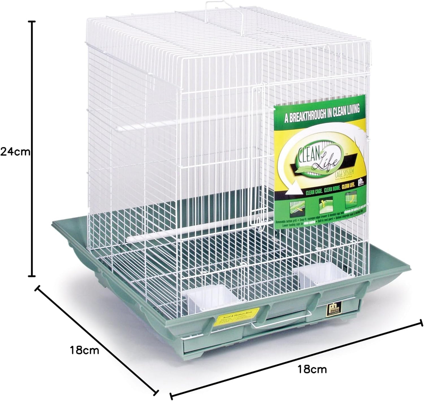 Prevue Hendryx SP850G/W Clean Life Cockatiel Cage, Green and White