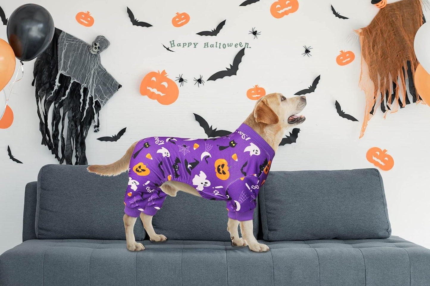Dog Halloween Pajamas Dog Costumes Pjs Stretchy Funny Pet Costumes Clothes Outfit Pajamas for Large Dogs(XL)