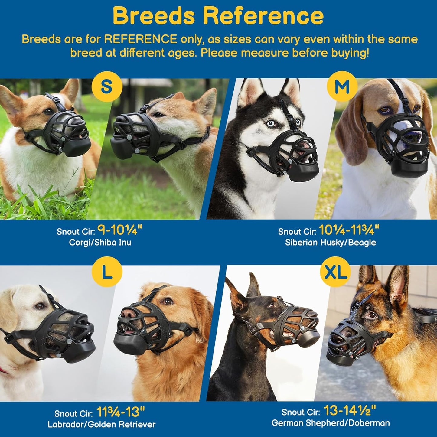BARKLESS Basket Muzzle for Medium Dogs, Humane Muzzle to Prevent Biting and Scavenging, Snap-on Treat Cover Helps Dogs Acclimatize Mouth Cover, Adjustable Mouth Guard for Positive Training, Grooming