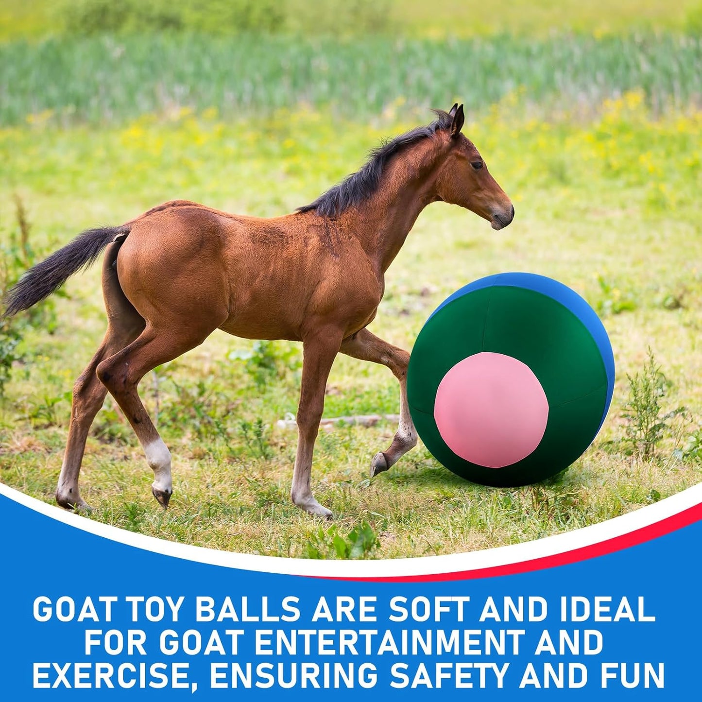 40inch Giant Herding Ball with Ball Cover Anti Burst Please Watch VCR for How to Inflation Horse Toys for Horses Stall Entertainment Play, Pump Included (Mixed Color,Classic)
