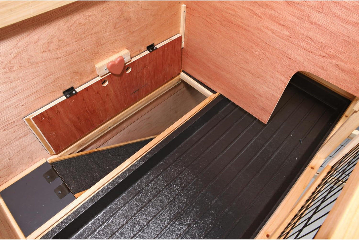 Trixie 2-Story Rabbit Hutch with Retreat Area, Non-Slip Ramp, Hinged Roof with Locking Arm, 4 Doors, 2 Metal Slide Latches, and Pull-Out Trays for Easy Cleaning