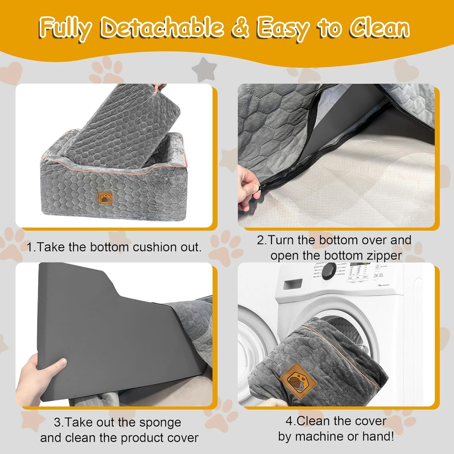 Dog Car Seat for Medium/Large Dog Booster Seat Under 60 lbs or 2 Small Dogs, Multi-Functional Pet Car Seat with Thick Cushion, 2 Safety Leashes (Gray)