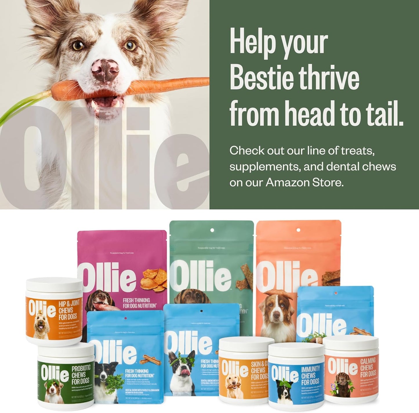 Ollie Belly Rubs, Probiotic Dog Chews, Digestive Health, Natural Ingredients, for Upset Stomach Relief, Appx. 60 Count