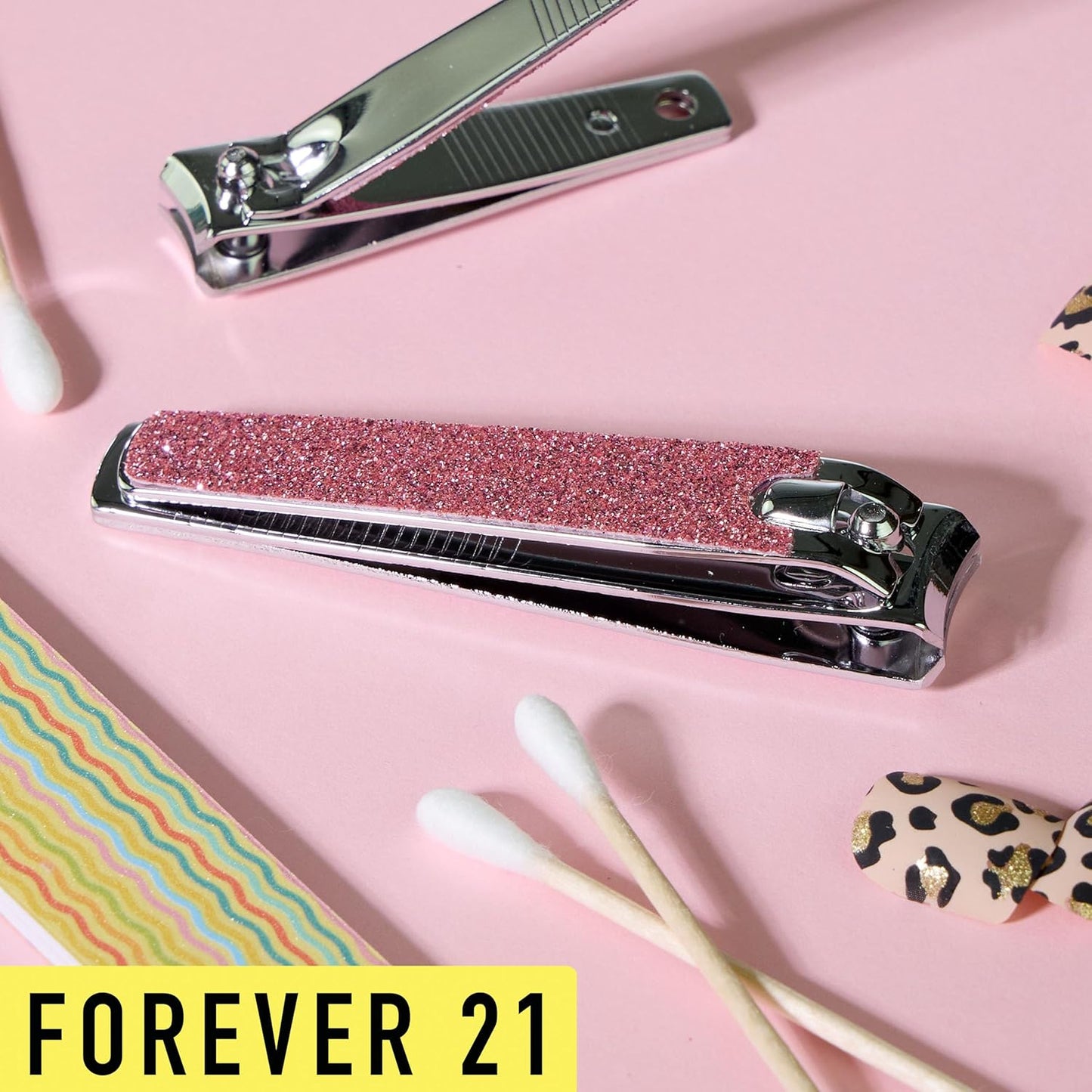 Nail Clippers Set - 2pc Pink Glitter Nail Clipper Value Pack, Big & Small Precision Nail Clippers Pack, Essential Manicure & Pedicure Tools