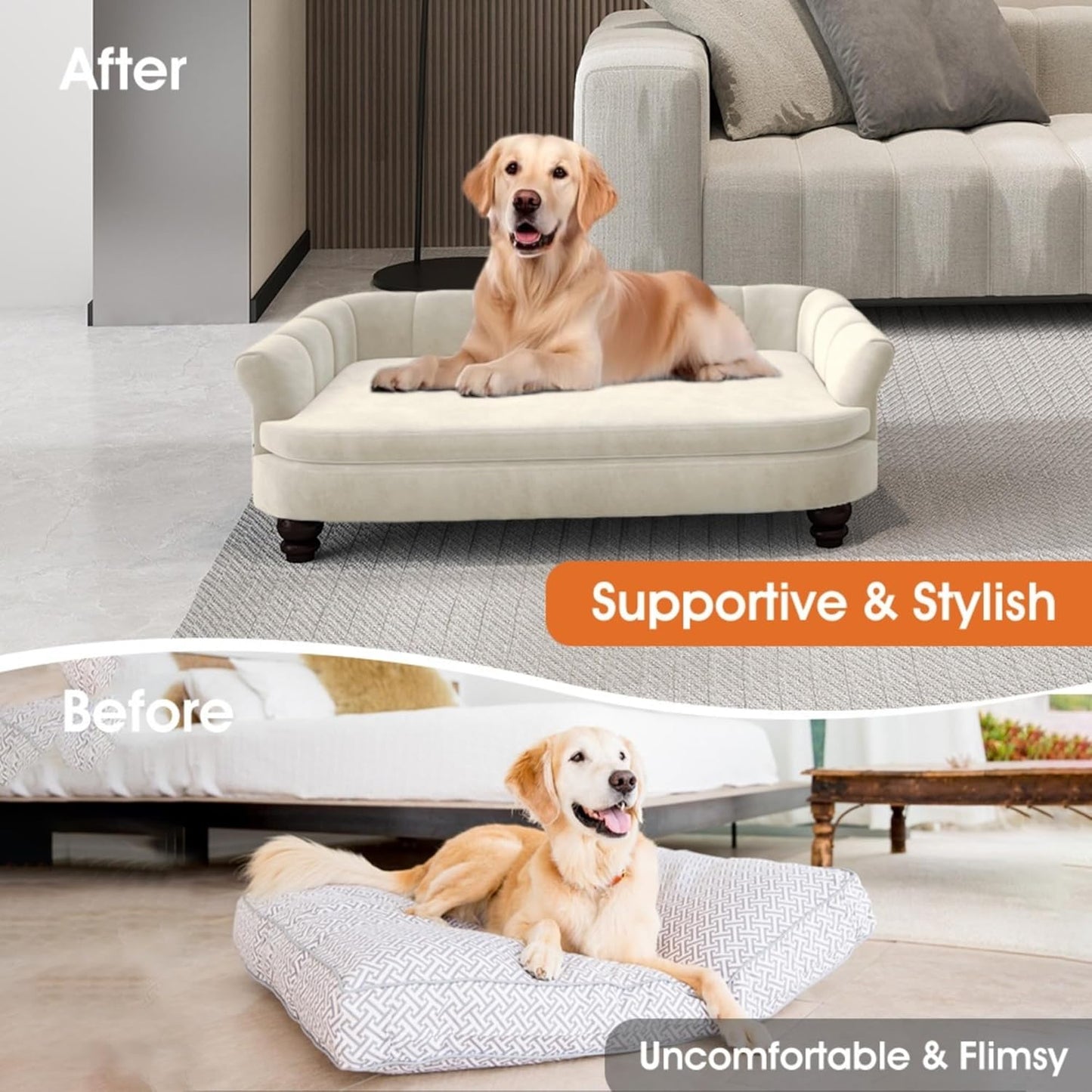 Dog Couch Sofa Bed, Comfortable Pet Sofa for Large and Medium Dogs, Soft Velvet Cushion, Durable Dog Furniture for Living Room