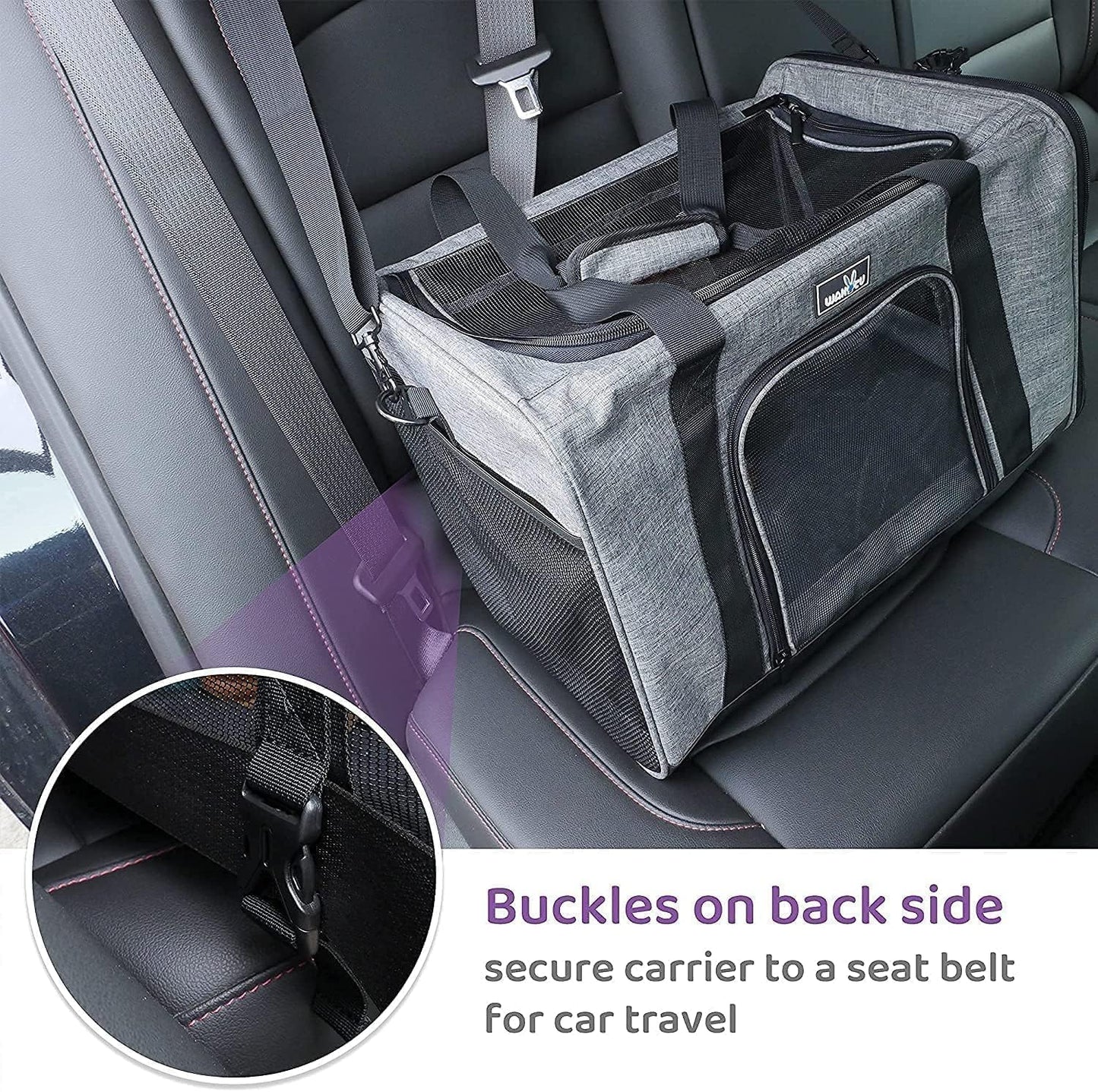 TSA Approved Pet Carrier for Small Medium Cats and Dogs | Dog Carrier with Adequate Ventilation | 4 Mesh Windows, 3 Entrance, Locking Safety Zippers, Padded Shoulder Strap, Black