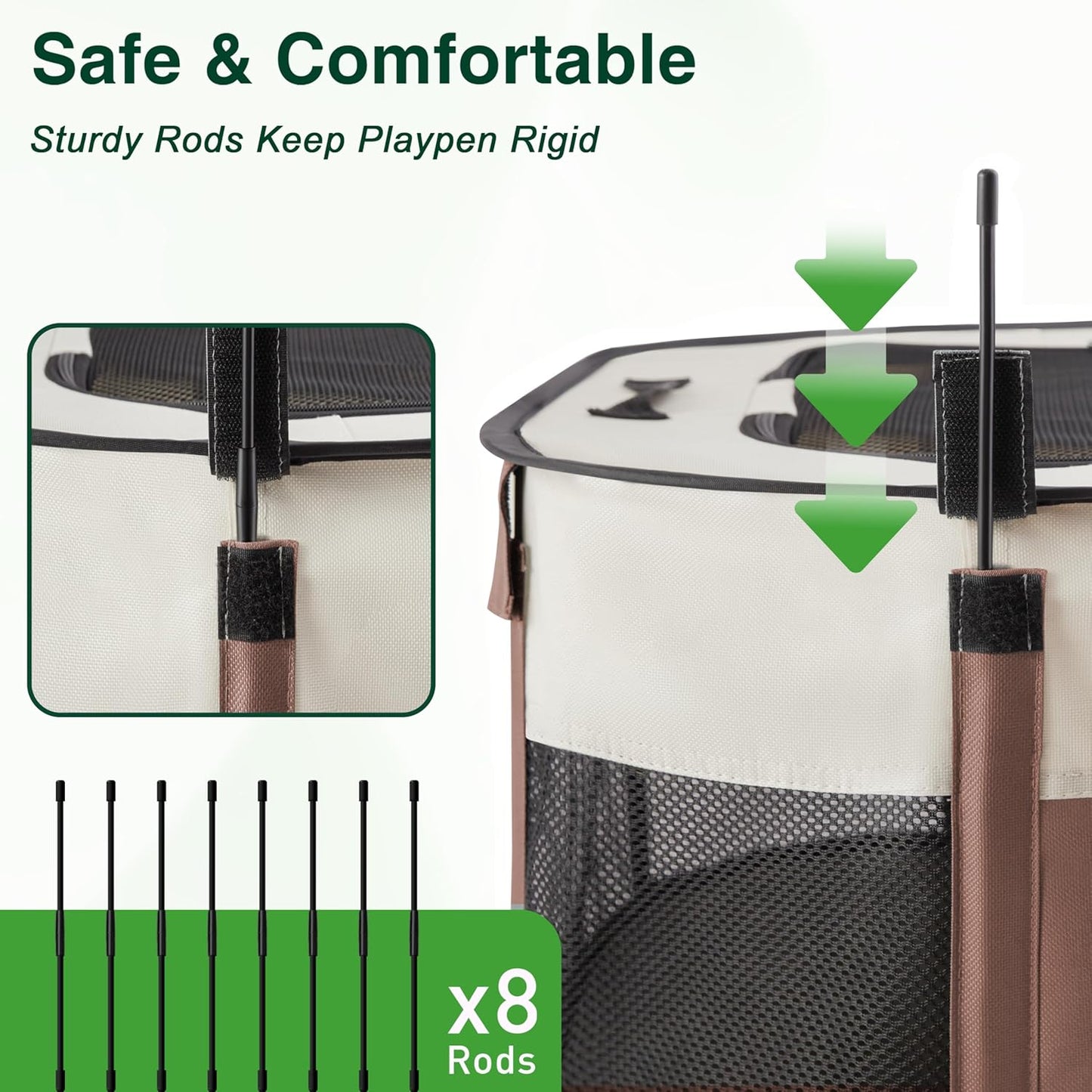 Love's cabin Pet Puppy Dog Playpen, Large Dog Tent Crates Cage Indoor/Outdoor, Portable Exercise Playpen for Cat, Foldable Pop Up Dog Kennel Playpen with Carring Case (L, Brown)