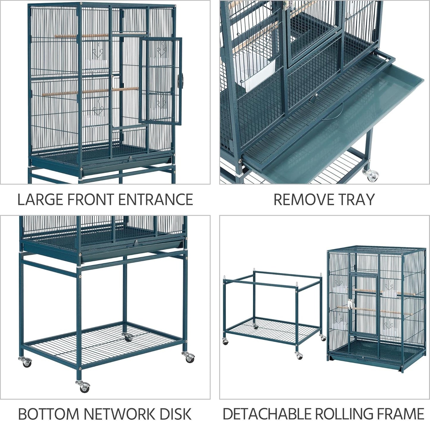 Yaheetech 54inch Metal Large Parrot Parakeet Flight Bird Cage w/Rolling Stand for Small Parrots Cockatiel Sun Parakeet Green Cheek Conure Lovebird Budgie Finch Canary
