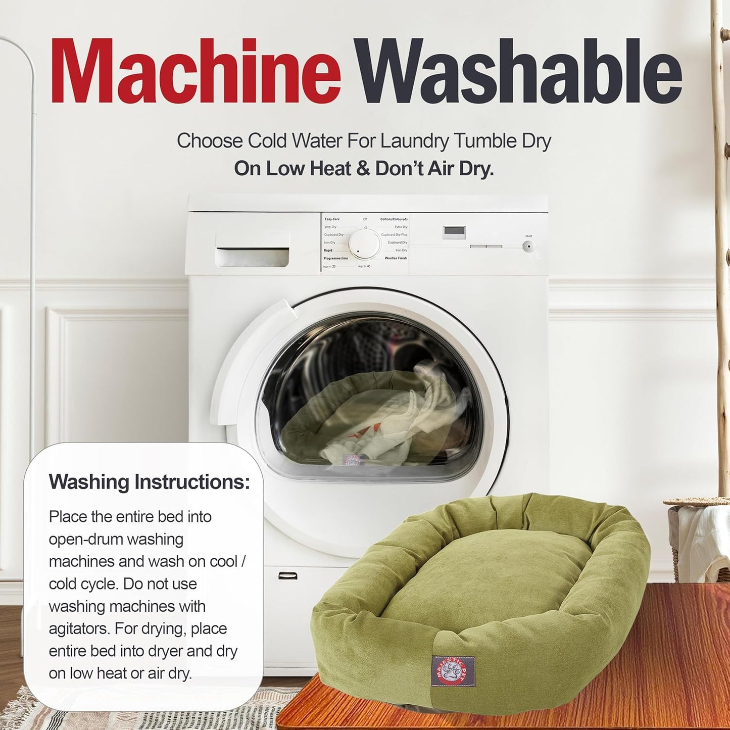 Majestic Pet Villa 24 Inch Shredded Memory Foam Dog Bed for Small Sized Dogs 24x19x7 Inch–Orthopedic Dog Bed-Durable Pet Bed - Washable Small Pet Bed with Head Support-Apple